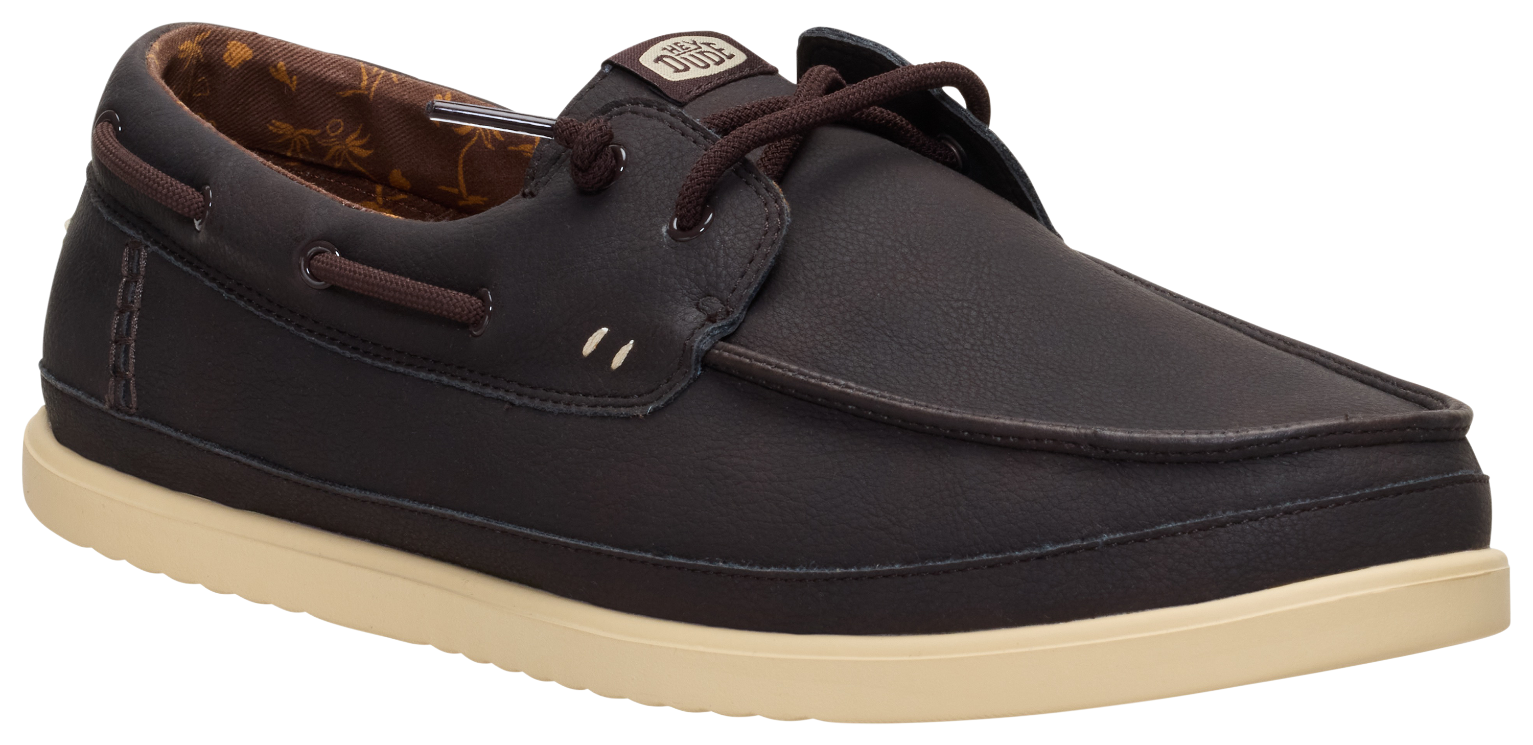 Image of HEYDUDE Harbor Lo Classic Boat Shoes for Men - Mole Brown/Multi