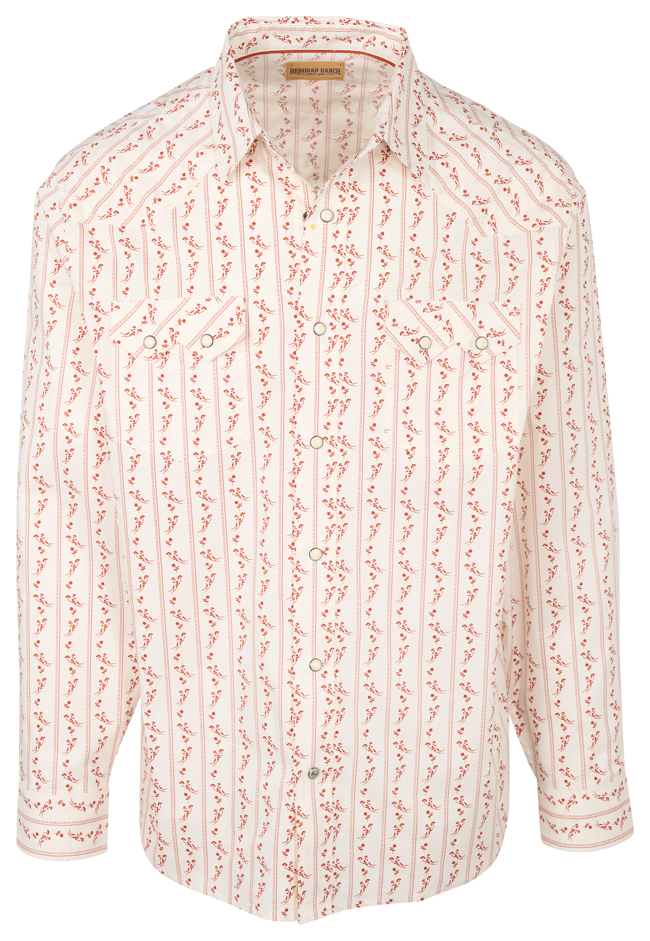 Image of RedHead Ranch Cantle Snap-Front Long-Sleeve Shirt - Burnt Brick Stripe
