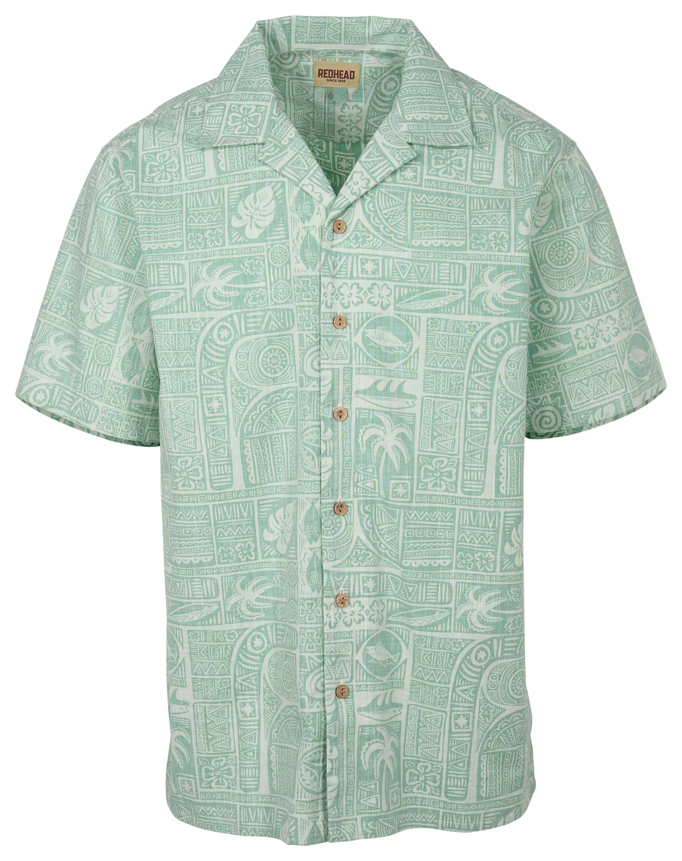 Image of RedHead Resort Short-Sleeve Button-Down Shirt - Granite Green Block