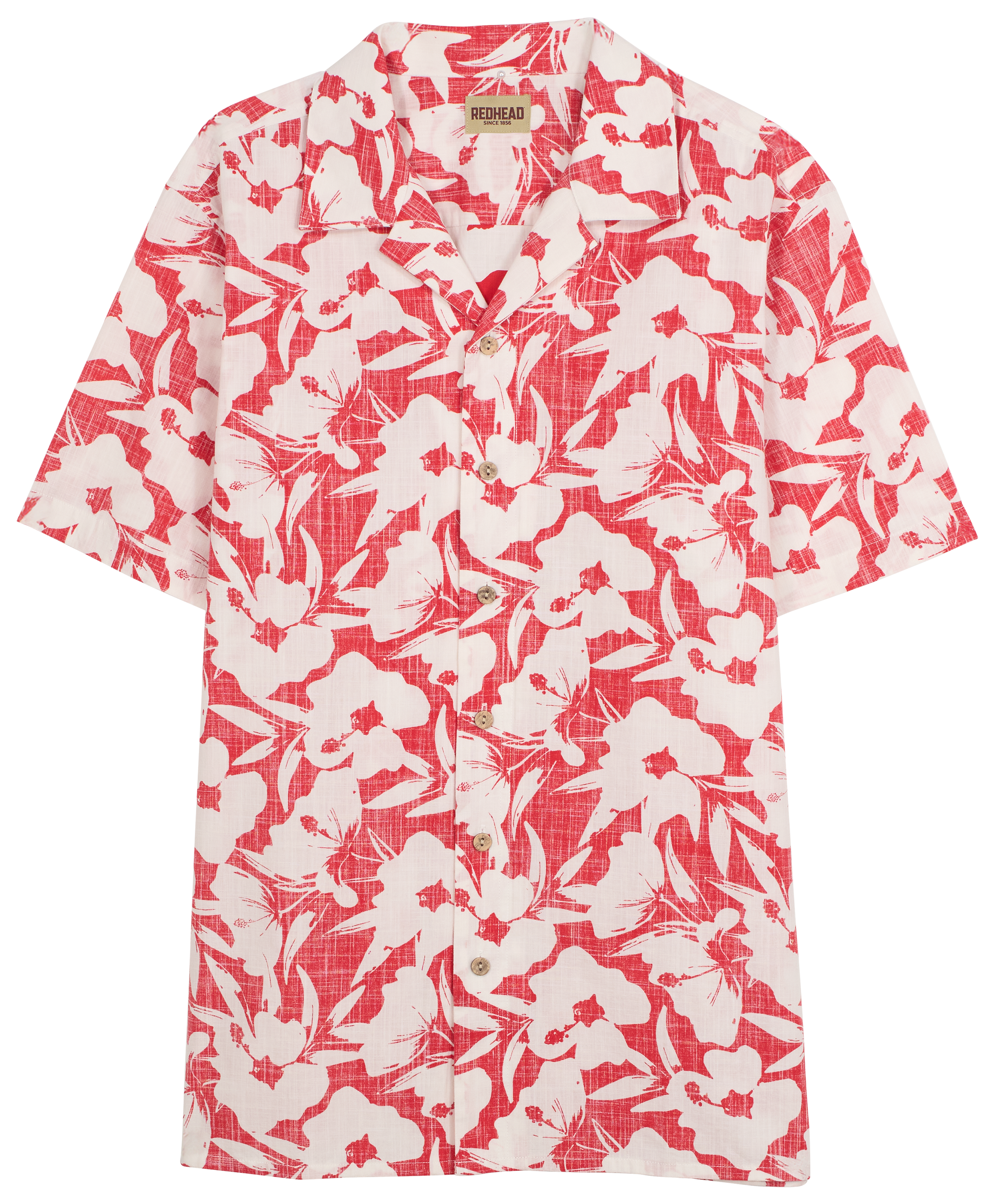 Image of RedHead Resort Short-Sleeve Button-Down Shirt - Cranberry Hibiscus