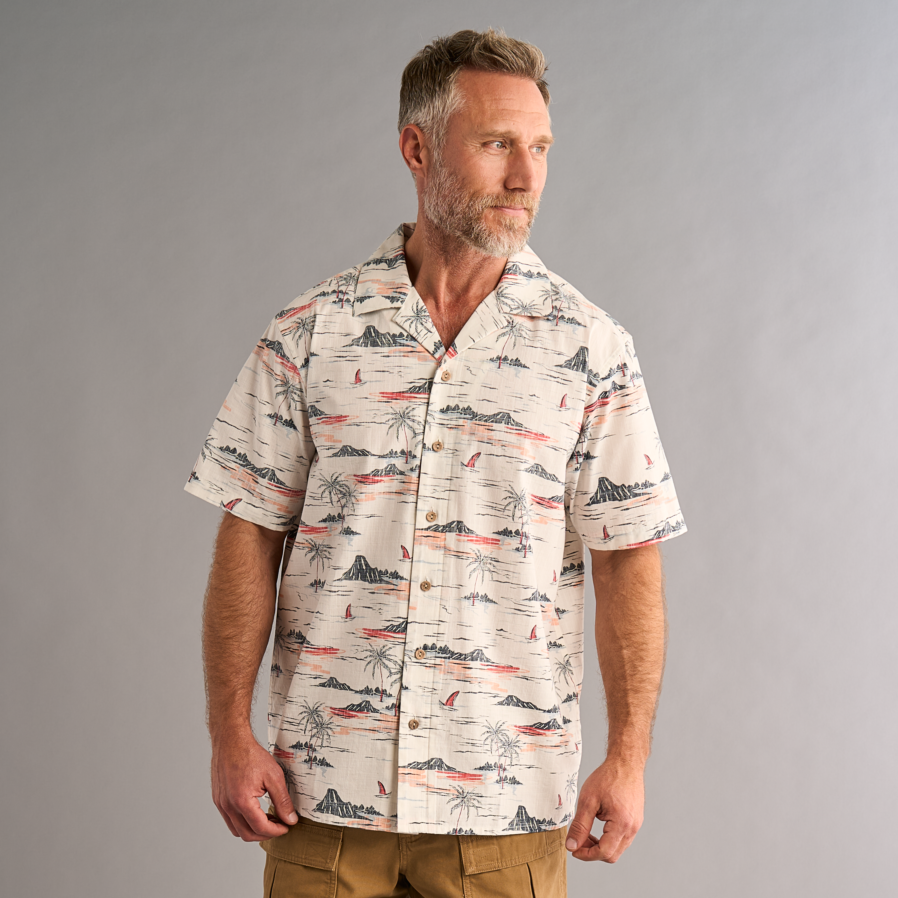 Image of RedHead Resort Short-Sleeve Button-Down Shirt - Egret Sails