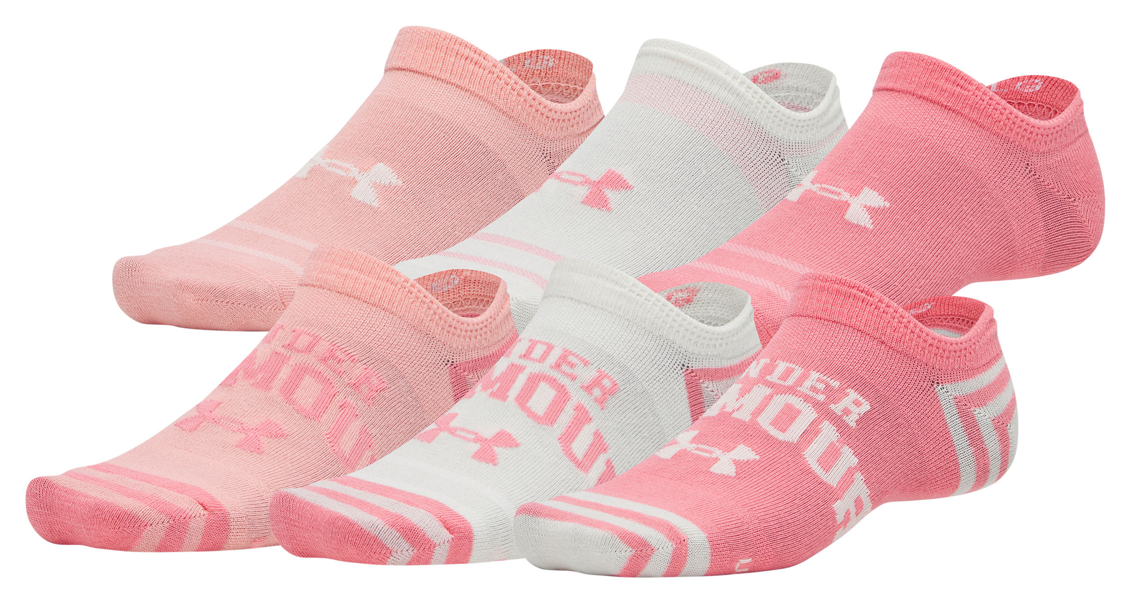 Image of Under Armour Essential No-Show Socks for Women 6-Pair Pack - Bittersweet Pink