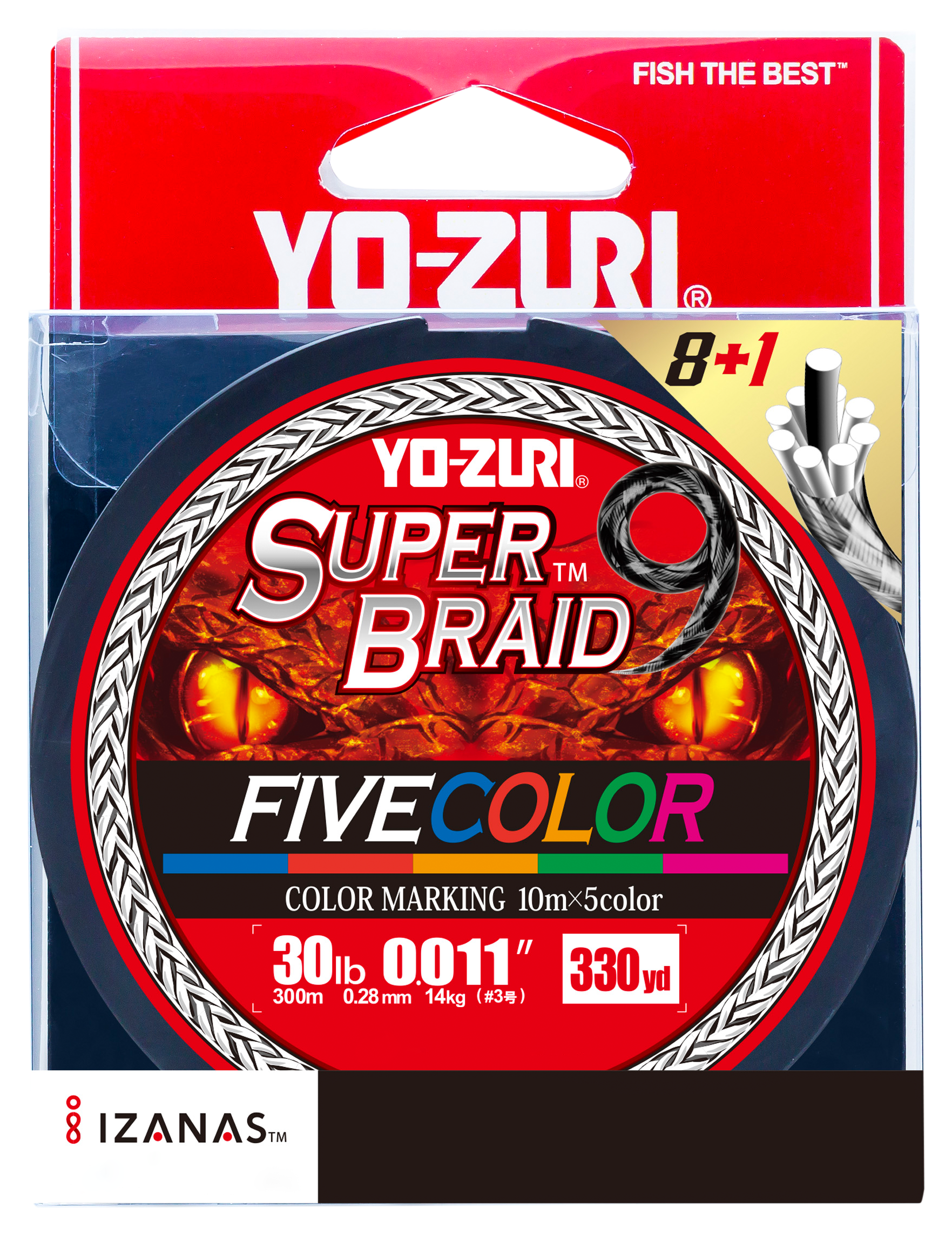 Image of Yo-Zuri Super Braid 9 5-Color Braid Fishing Line - 30 lb.