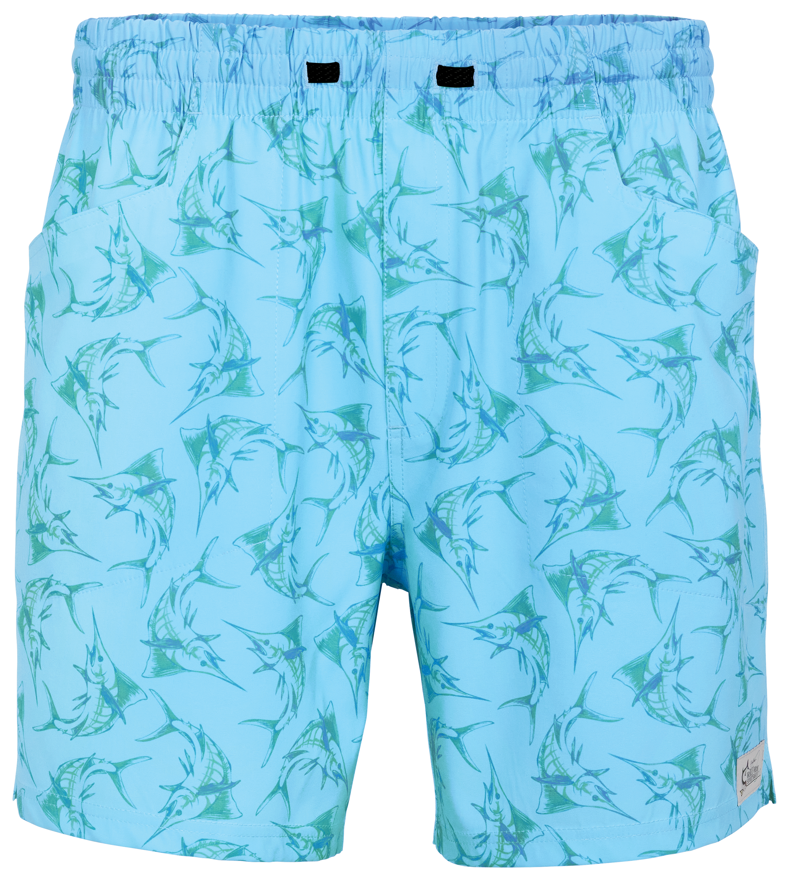 Image of "World Wide Sportsman 6"" 3D Cool Charter Shorts - Tossed Marlin Blue"