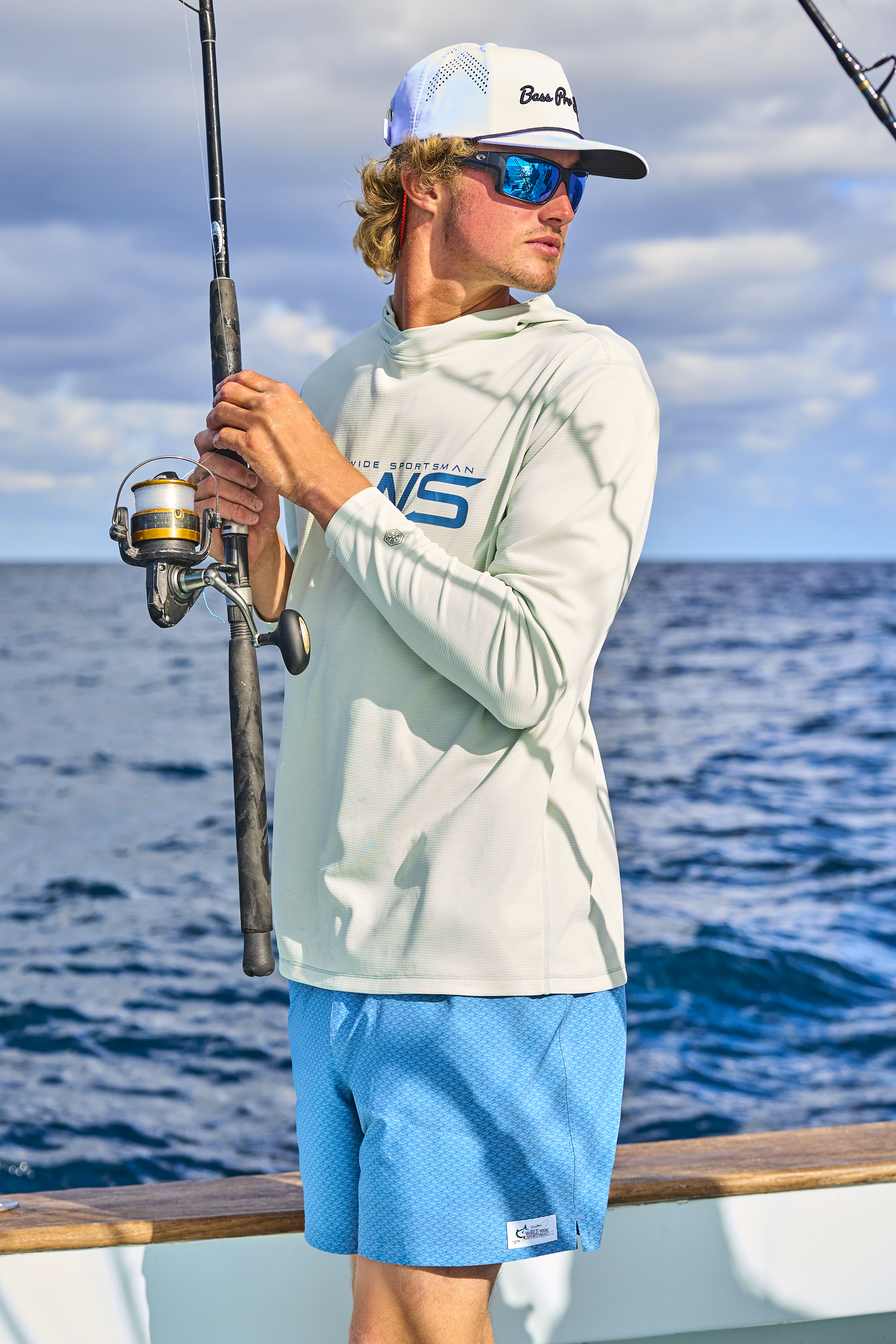 Image of "World Wide Sportsman 6"" 3D Cool Charter Shorts - Dark Blue Tuna"