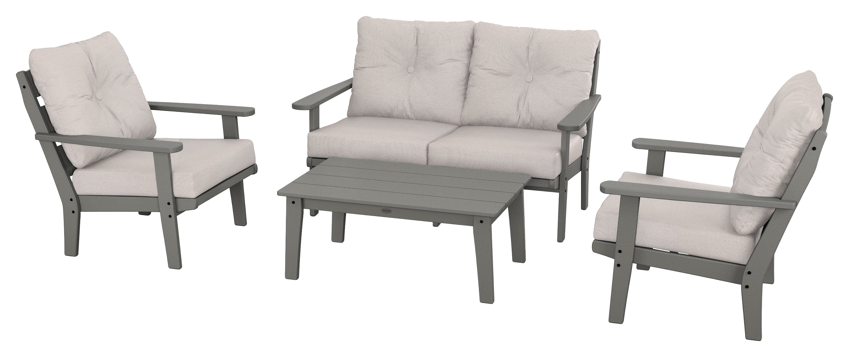 Image of POLYWOOD Lakeside 4-Piece Deep Seating Set - Slate/Dune