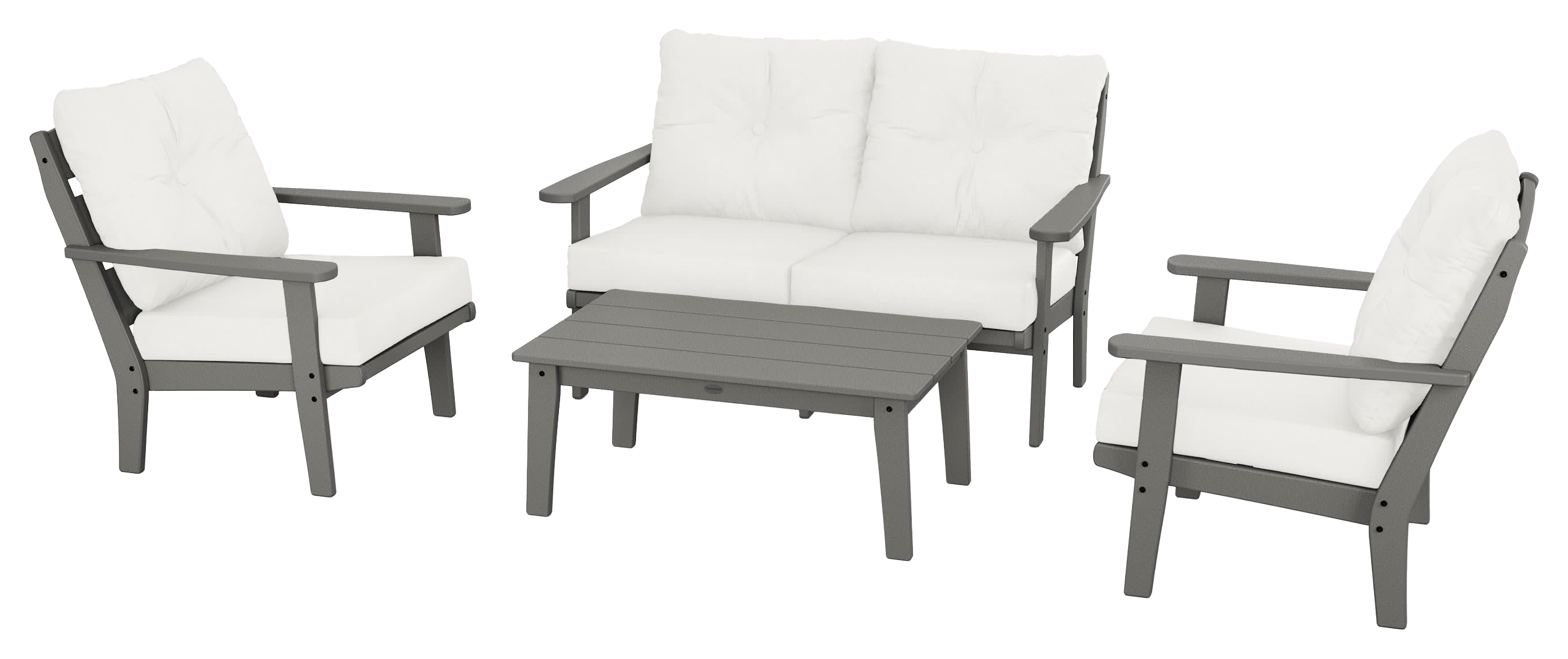 Image of POLYWOOD Lakeside 4-Piece Deep Seating Set - Slate/Natural