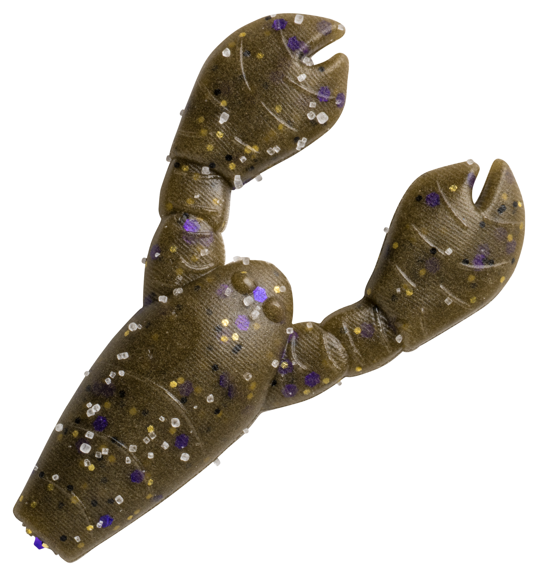 Image of "Great Lakes Finesse Snack Craw - Green Pumpkin Purple Flake - 1.7"""