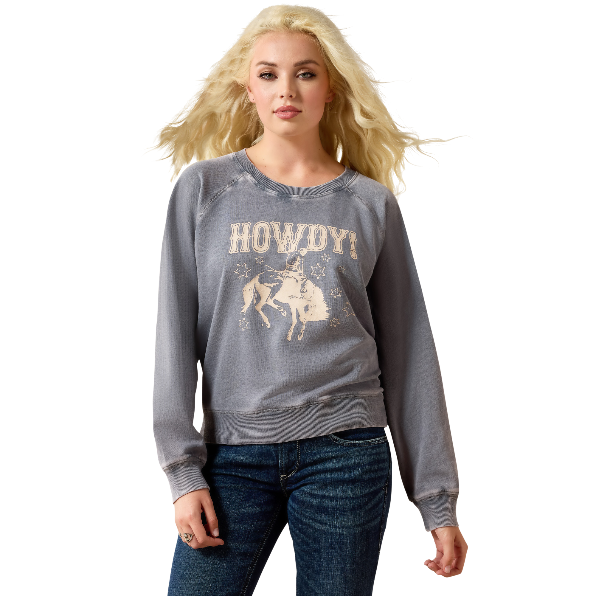 Image of Ariat Vintage Raglan Sweatshirt - Ombre Blue Mineral
