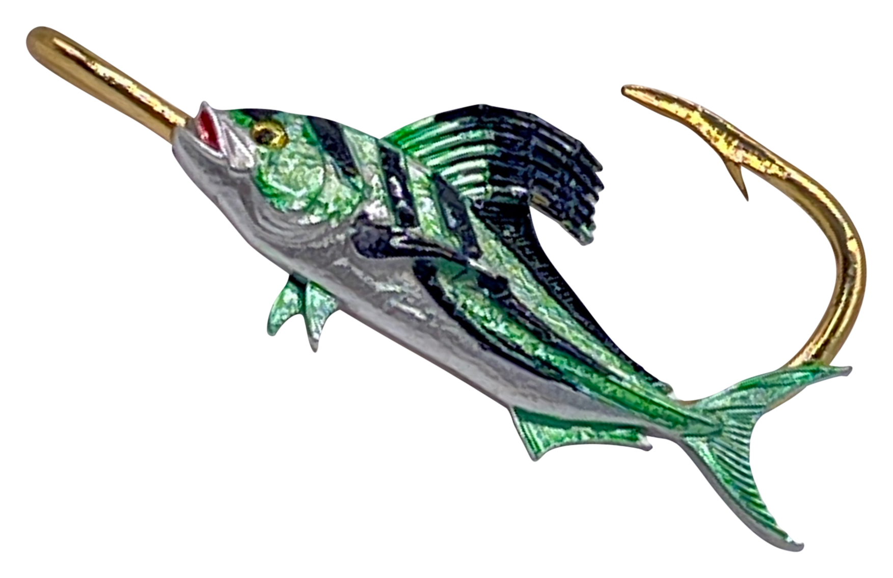 Image of Hookits Rooster Fish Fishing Hook Hat Pin Clip