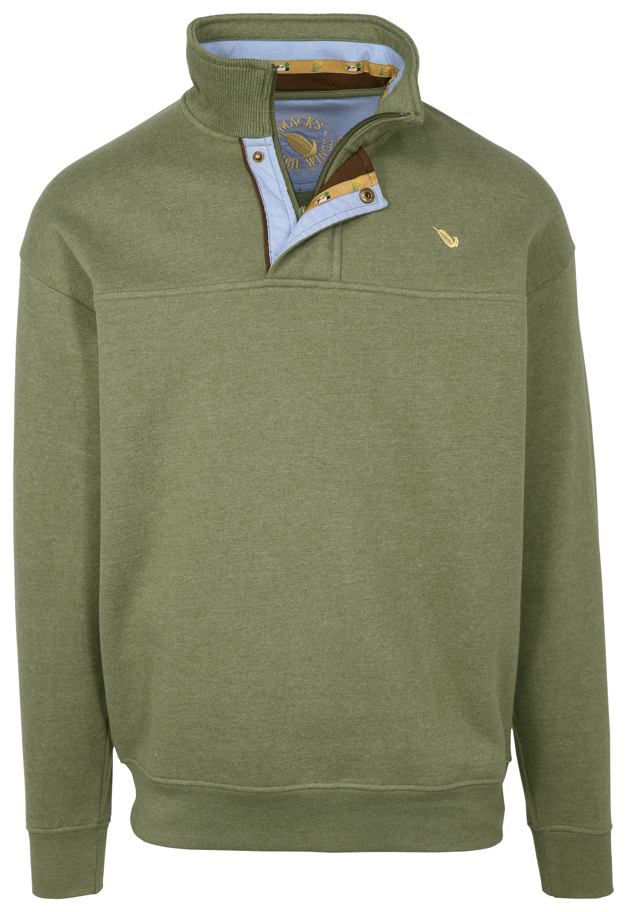 Image of Mack's Prairie Wings Buckingham Fleece Quarter-Zip Sweatshirt for Men - Green - S