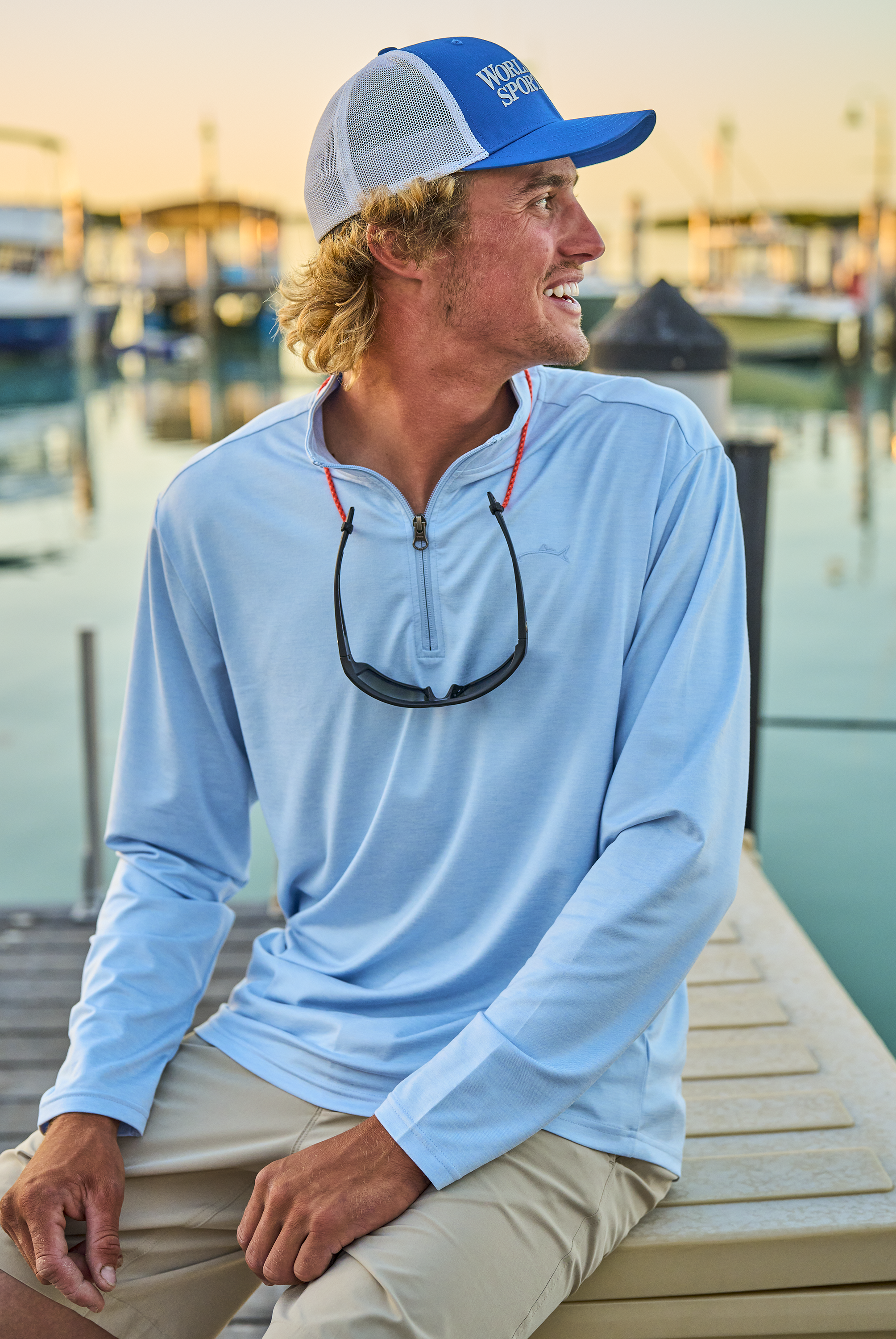 Image of World Wide Sportsman Bayshore Quarter-Zip Long-Sleeve Pullover - Sea Blue