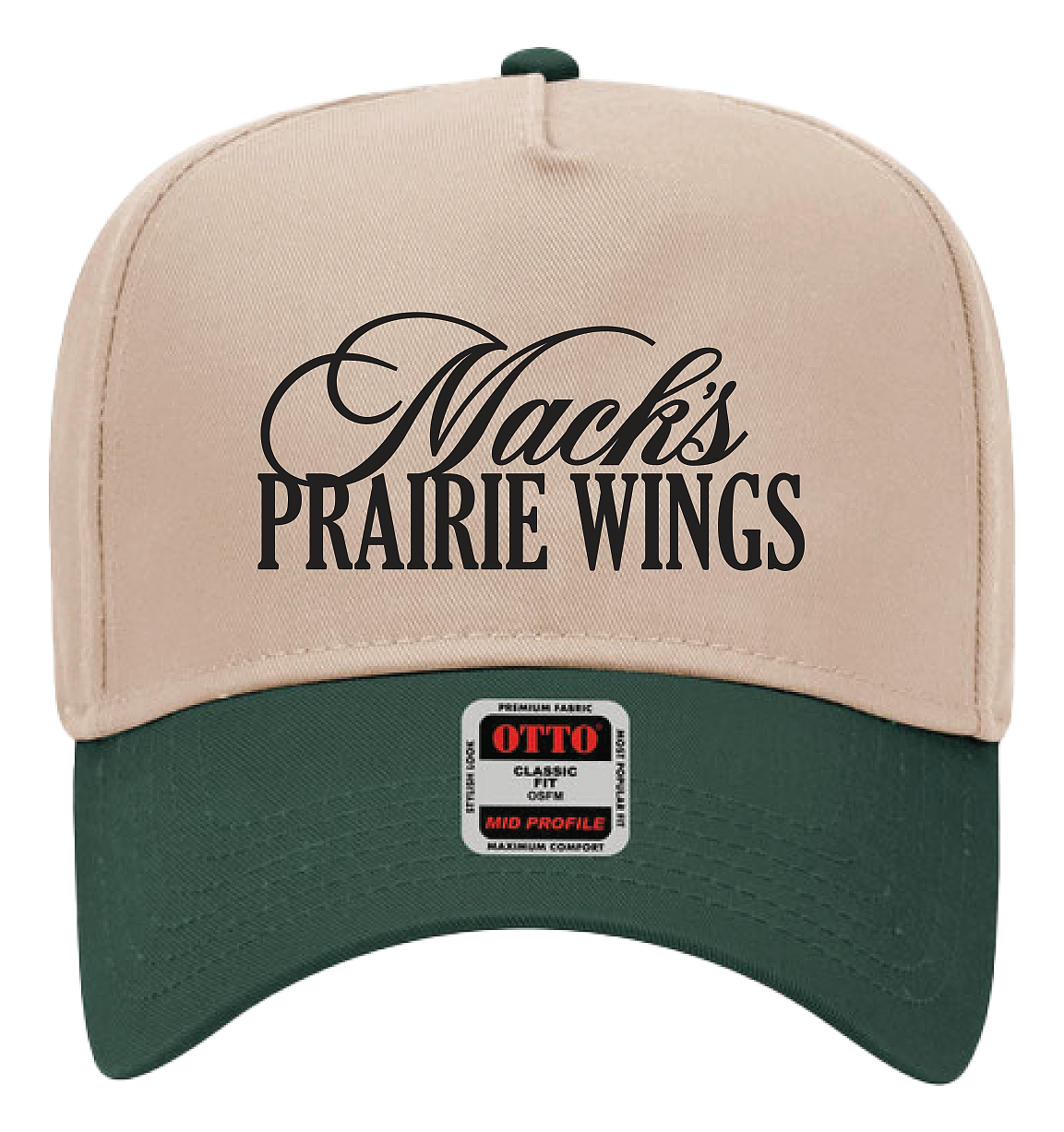Image of Mack's Prairie Wings Cursive Trucker Cap - Dark Green/Khaki