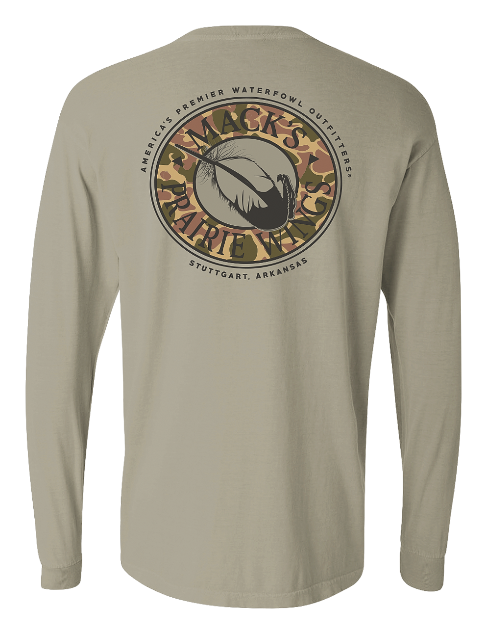 Image of Mack's Prairie Wings Old School Logo Long-Sleeve T-Shirt for Men - Sandstone