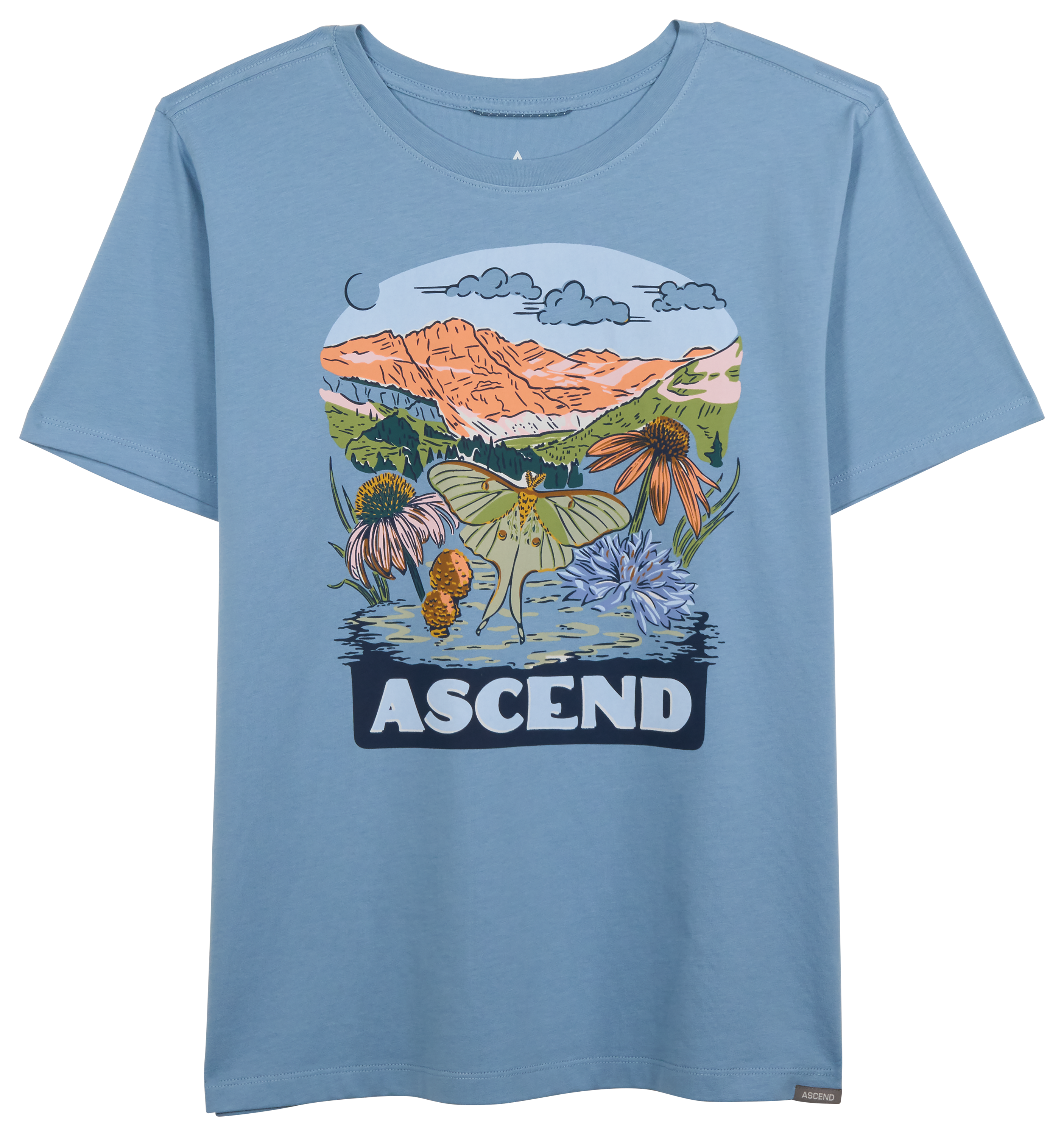Image of Ascend Mountain Meadow Graphic Short-Sleeve T-Shirt - Faded Denim Mountain Meadow - M
