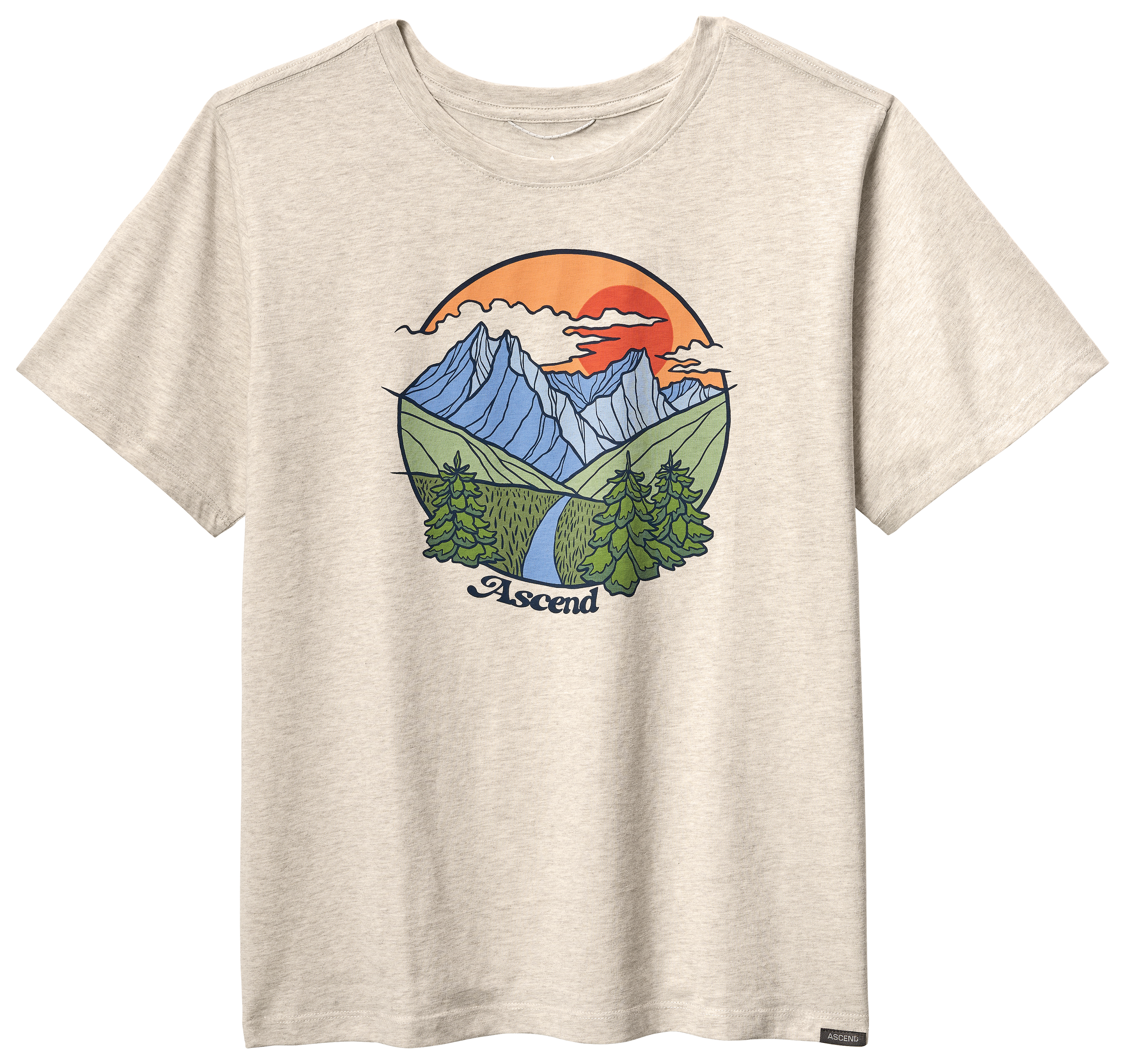 Image of Ascend Organic Mountain Sunrise Graphic Short-Sleeve T-Shirt - Pelican Heather Night Canoe - S