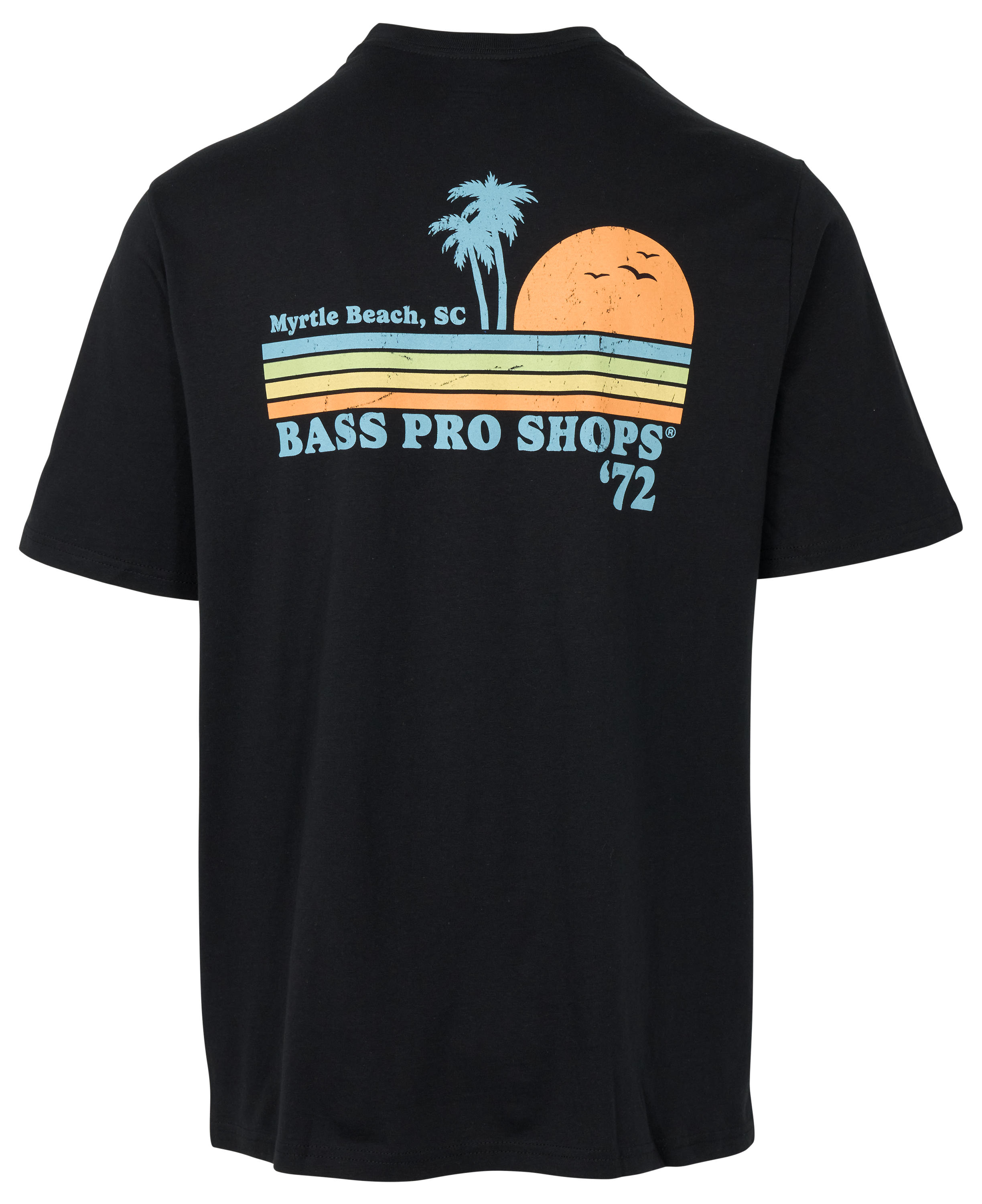 Image of Bass Pro Shops Myrtle Beach Retro Stripe Short-Sleeve T-Shirt - Black - XL