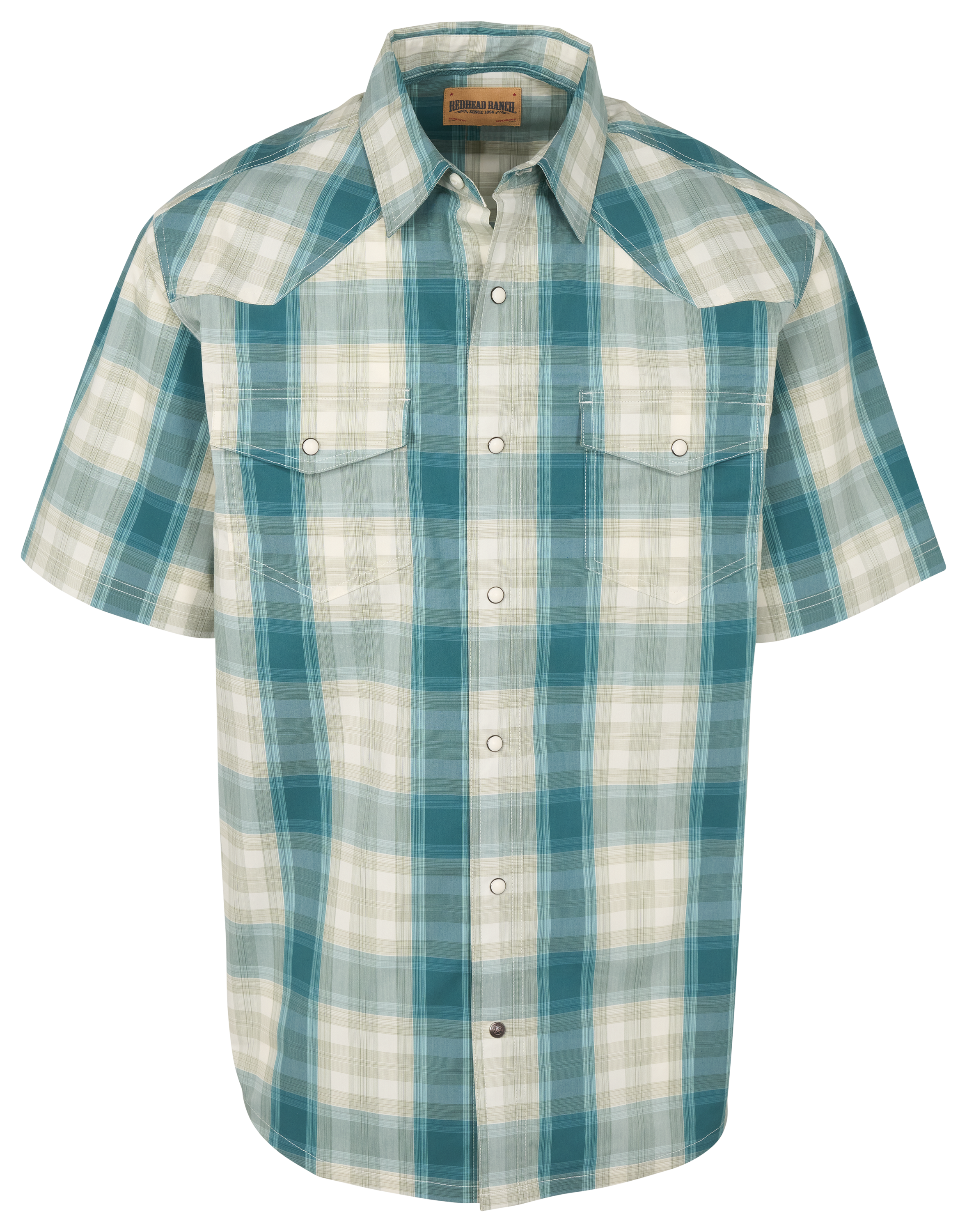 Image of RedHead Ranch Kennedale Plaid Short-Sleeve Shirt - Tidepool Plaid