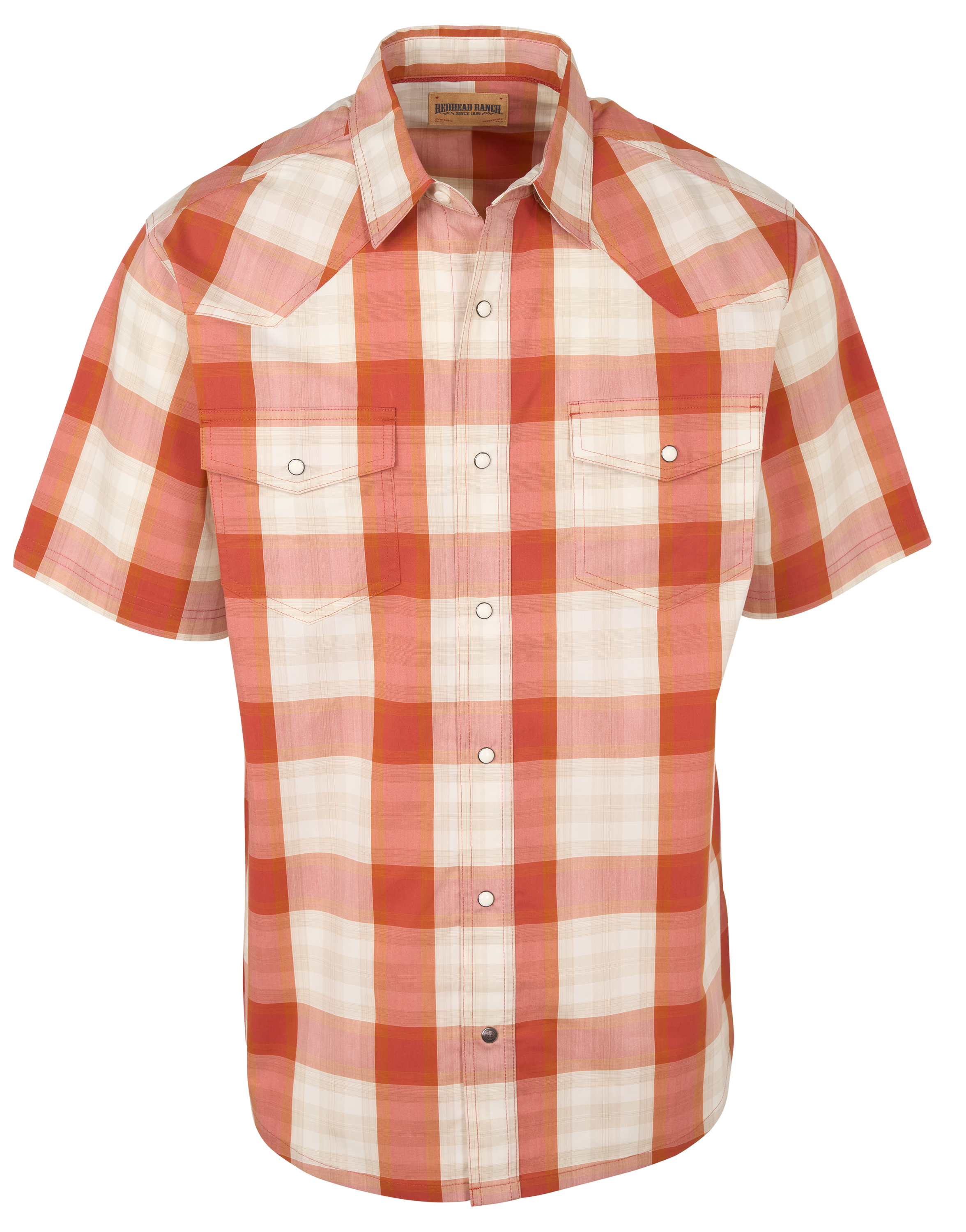Image of RedHead Ranch Kennedale Plaid Short-Sleeve Shirt - Burnt Brick Plaid