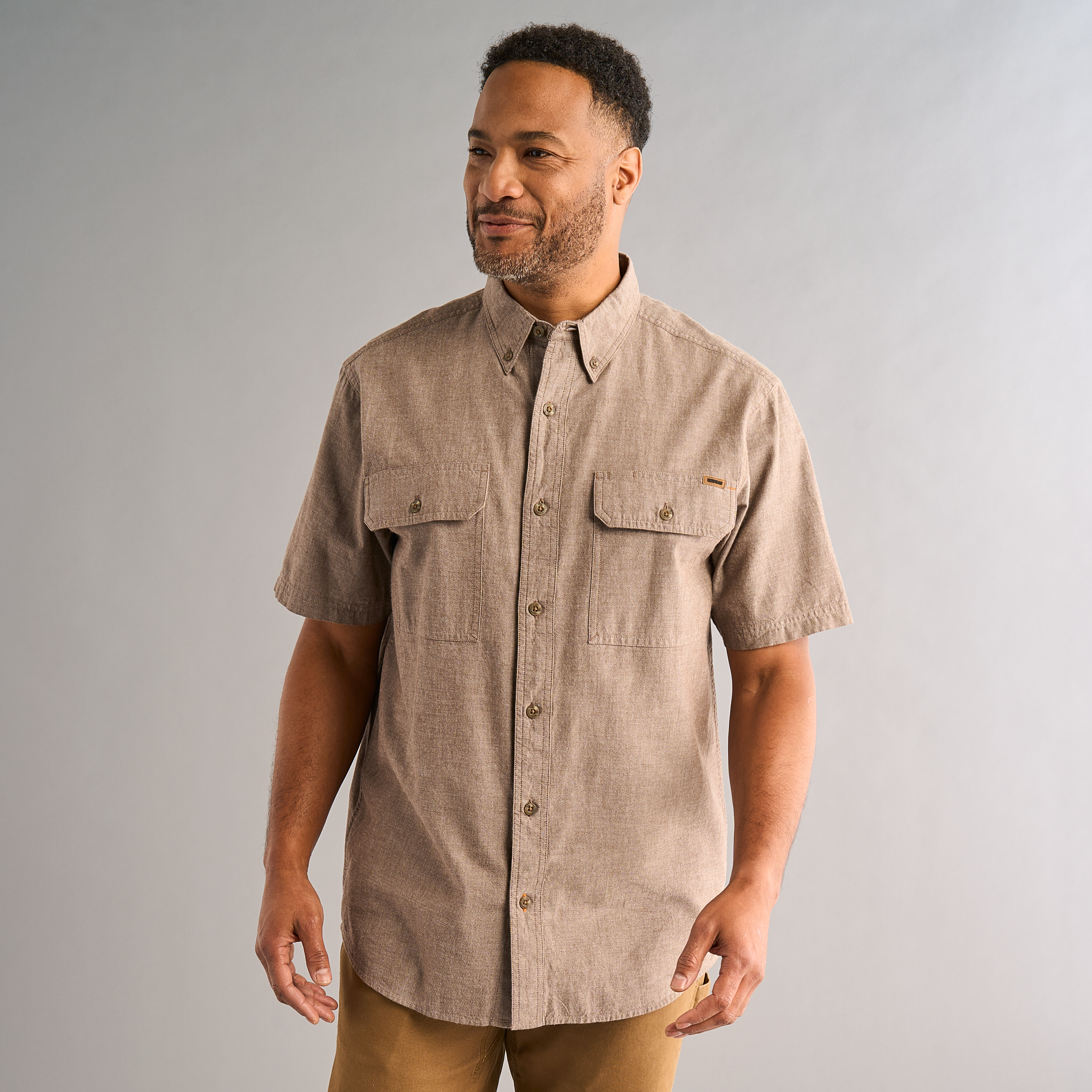 Image of RedHead Pro Series Shop Short-Sleeve Button-Down Shirt - Dark Earth - M
