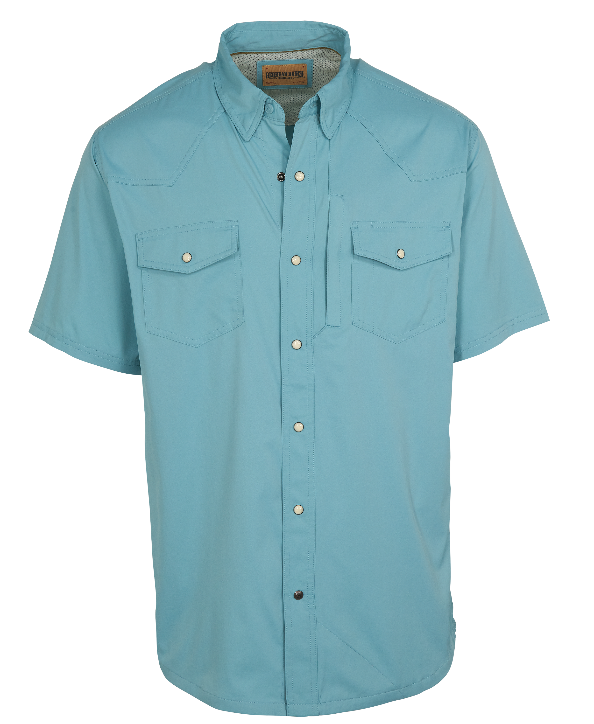 Image of RedHead Ranch Wyatt Snap-Front Short-Sleeve Shirt - Cameo Blue