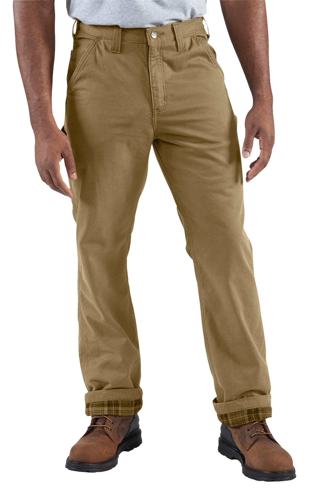 Carhartt Flannel-Lined Washed Twill Dungarees for Men - Dark Khaki - 42x32
