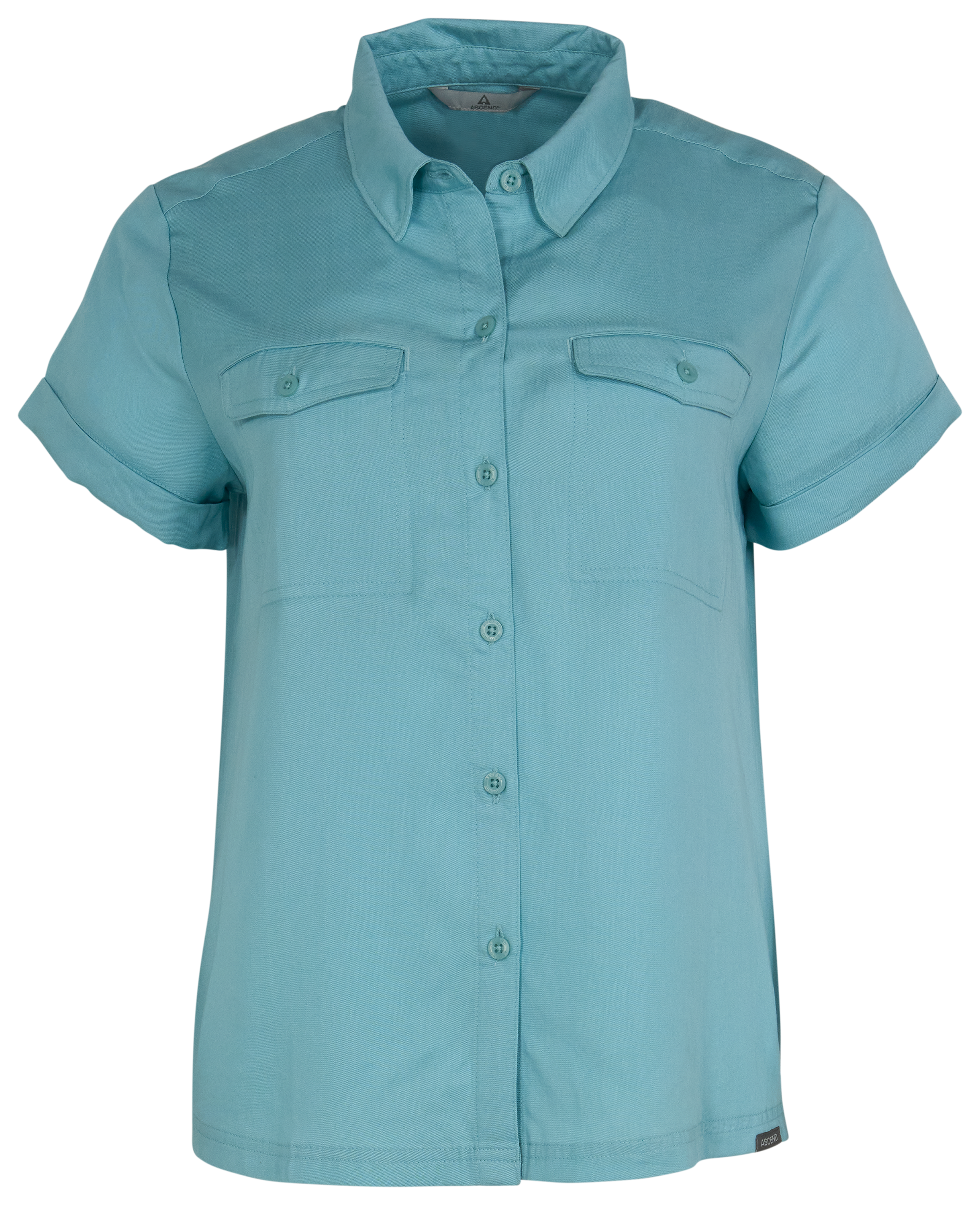 Image of Ascend Camp Printed Button-Down Short-Sleeve Shirt - Nile Blue - L