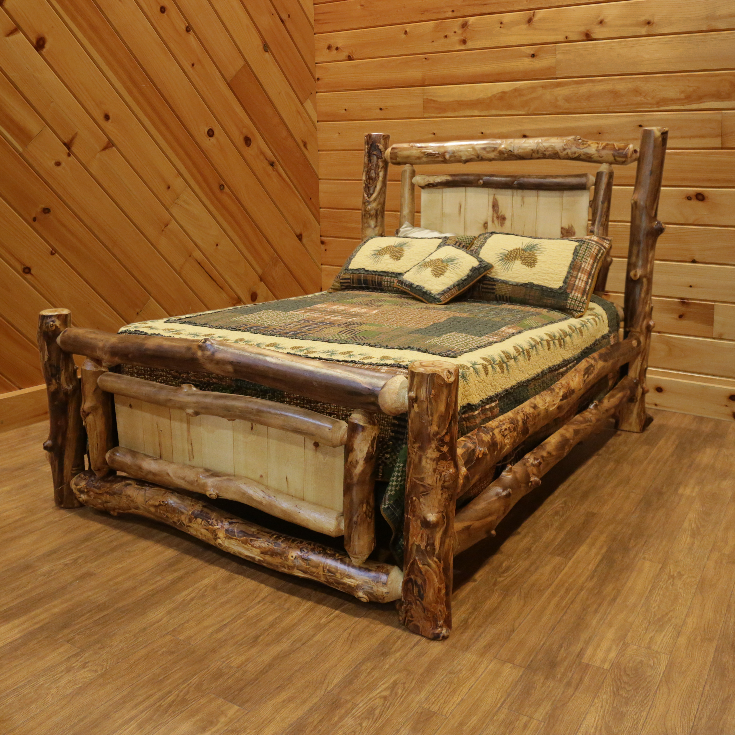 Image of Log Cabin Rustics Cabin Cove Panel Bed Frame - King