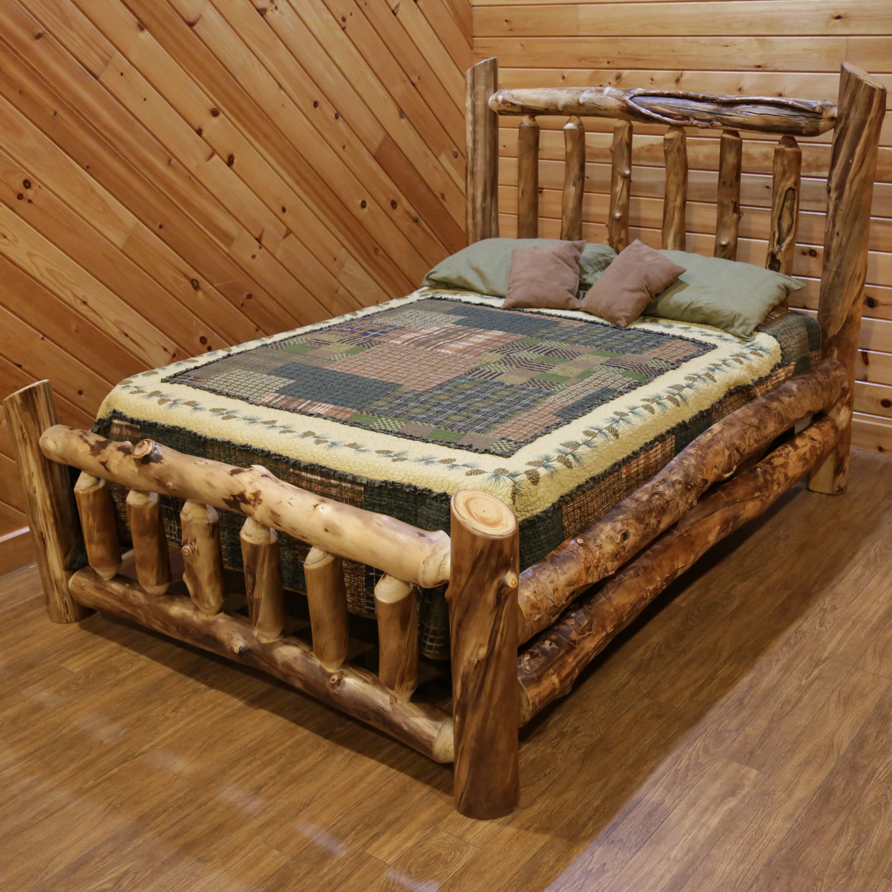 Image of Log Cabin Rustics Cabin Cove Double Side Rail Bedframe - Twin