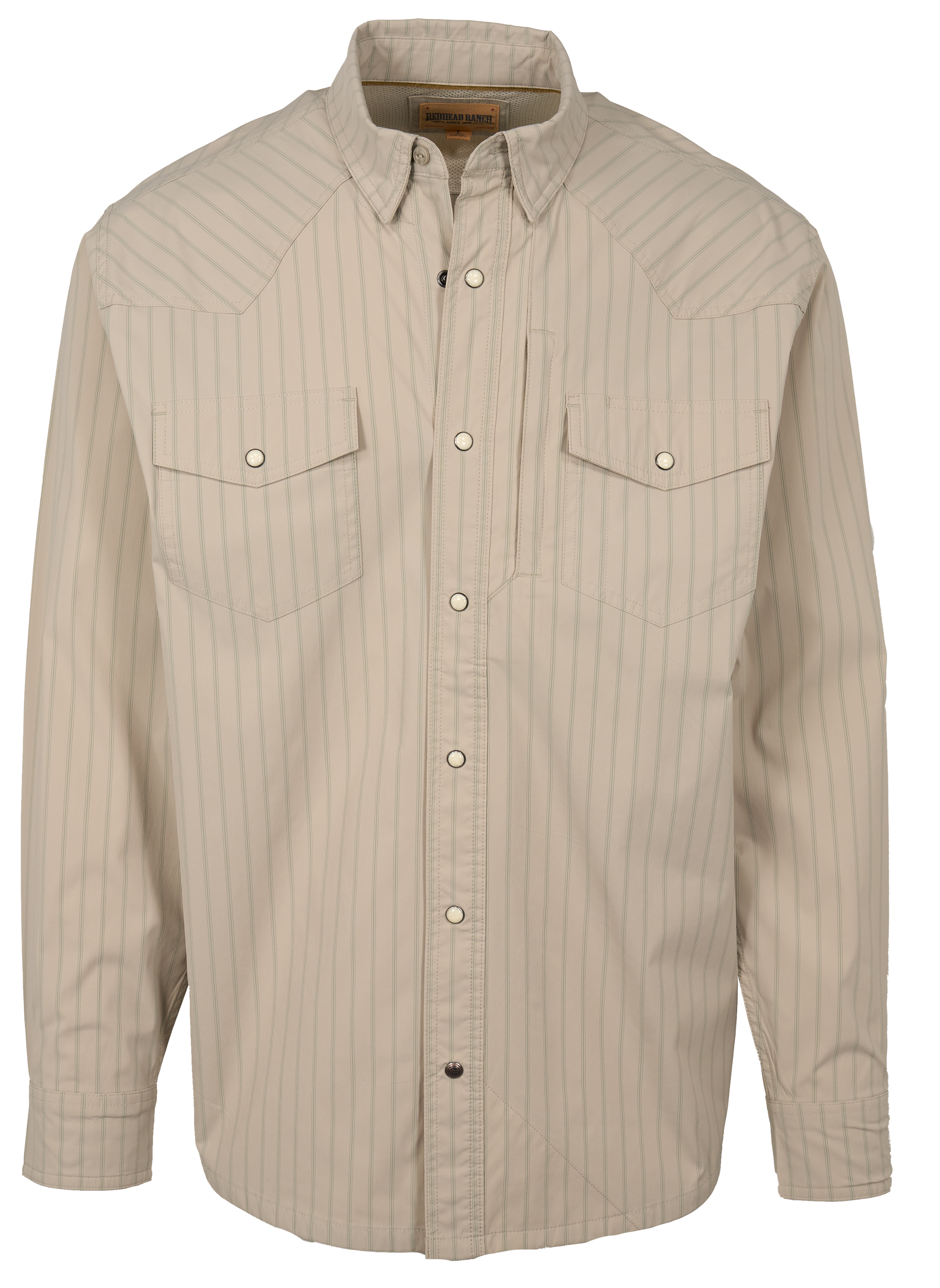 Image of RedHead Ranch Wyatt Snap-Front Long-Sleeve Shirt - Oil Greenstripe