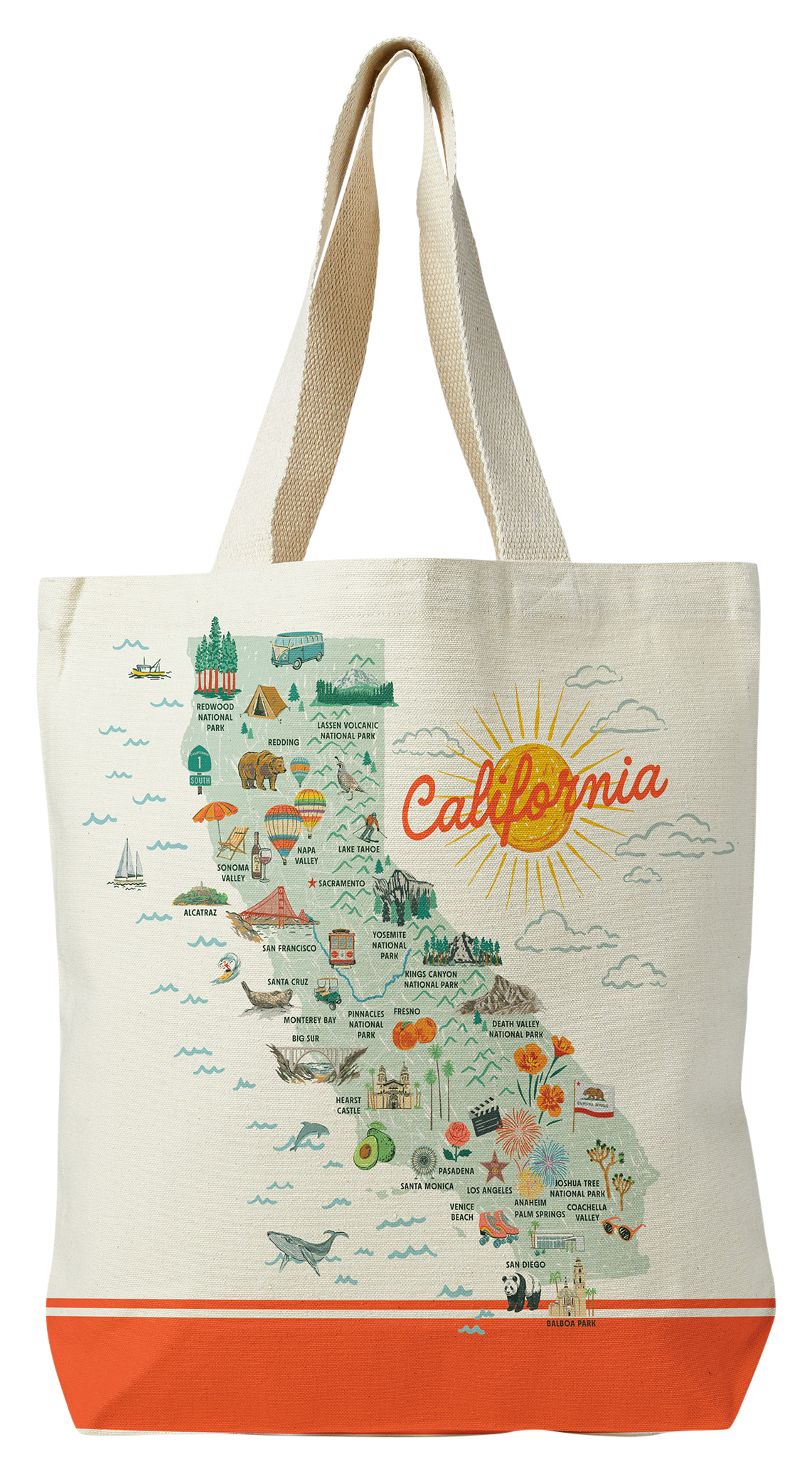 Image of McGovern Outdoors Illustrated State Map Canvas Tote Bag - California