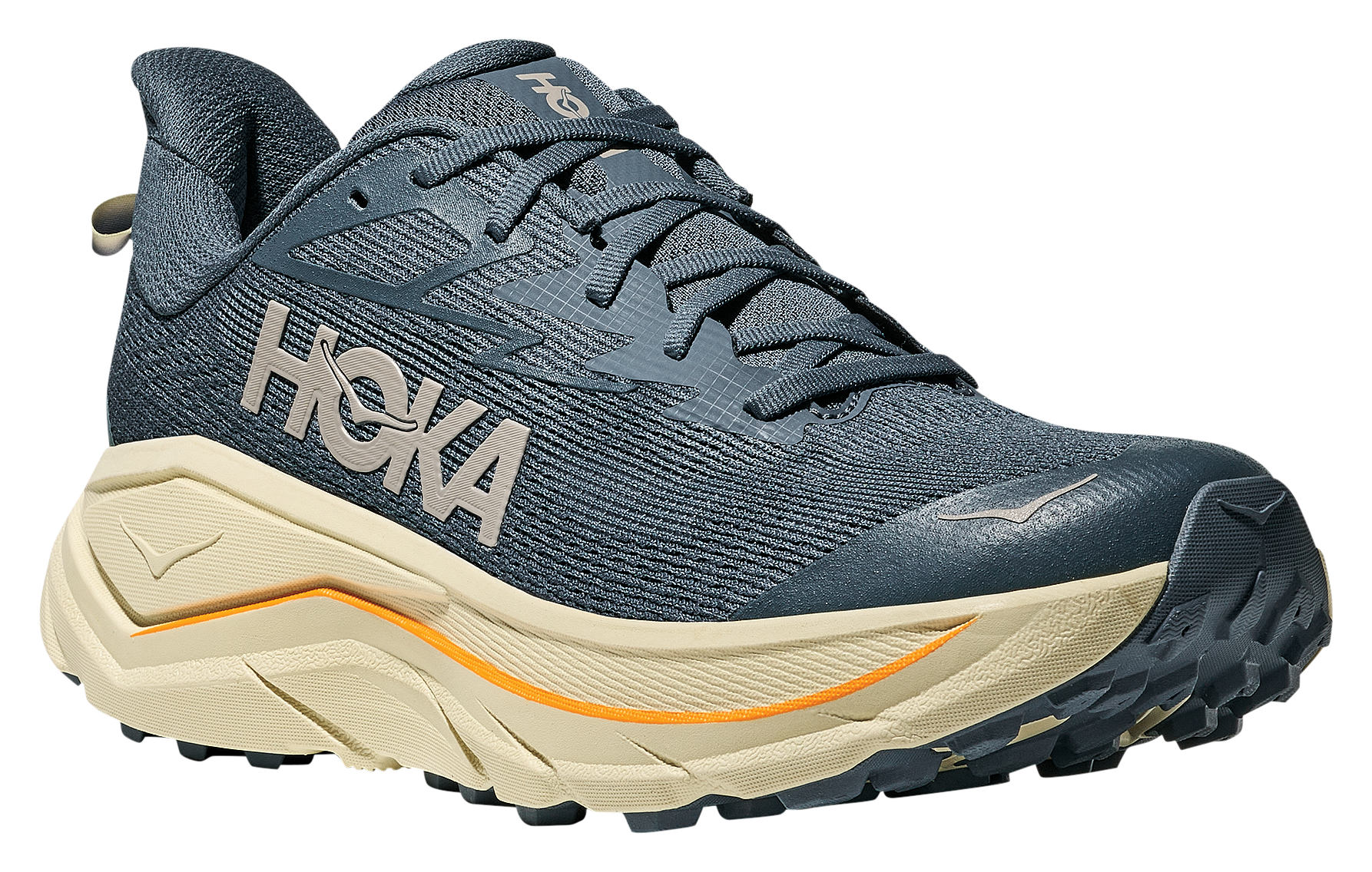 Image of Hoka Challenger 8 Trail Running Shoes for Men - Faded Navy/Pampass Grass
