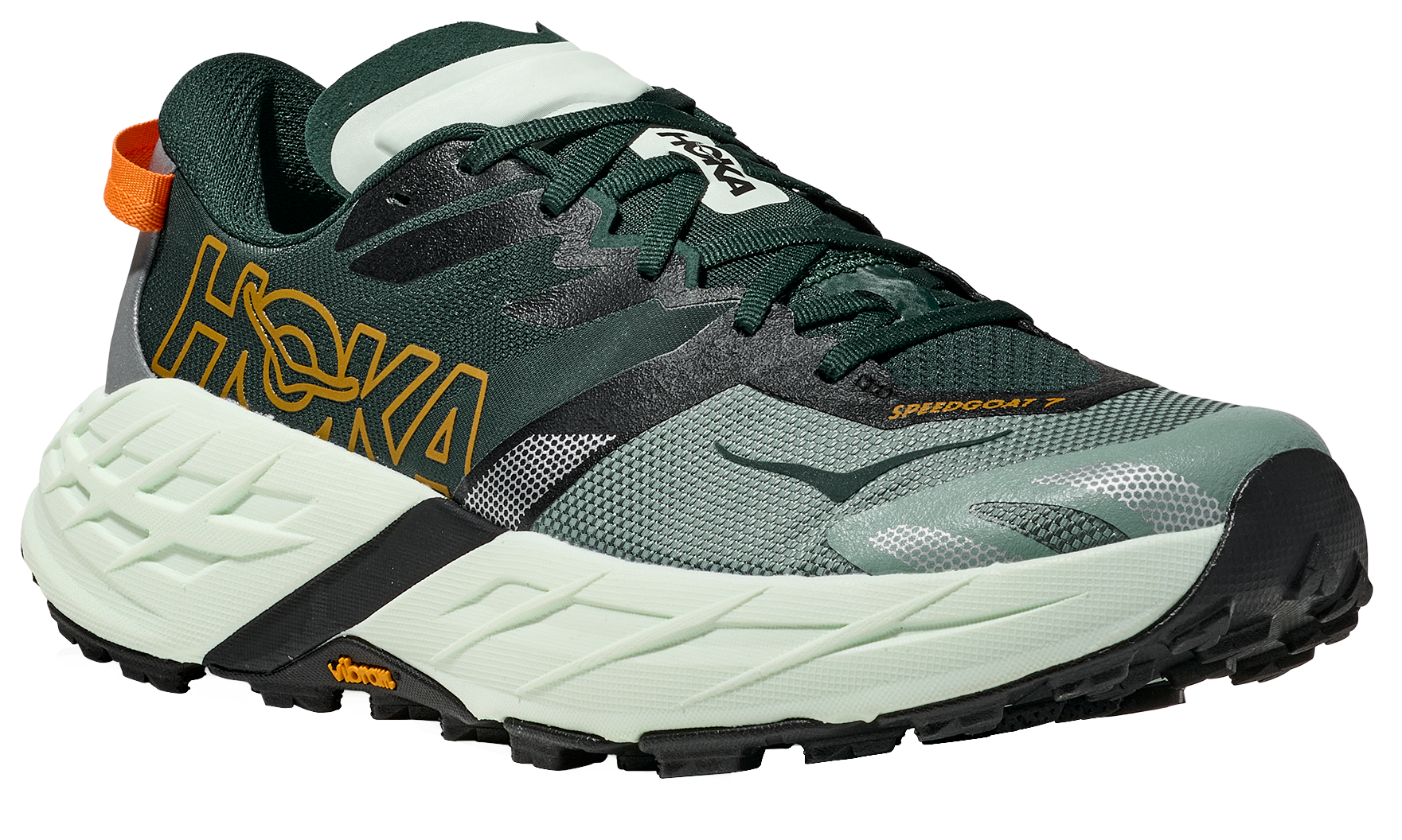 Image of HOKA Speedgoat 7 Trail Running Shoes for Men - Bay Leaf/Sea Glass