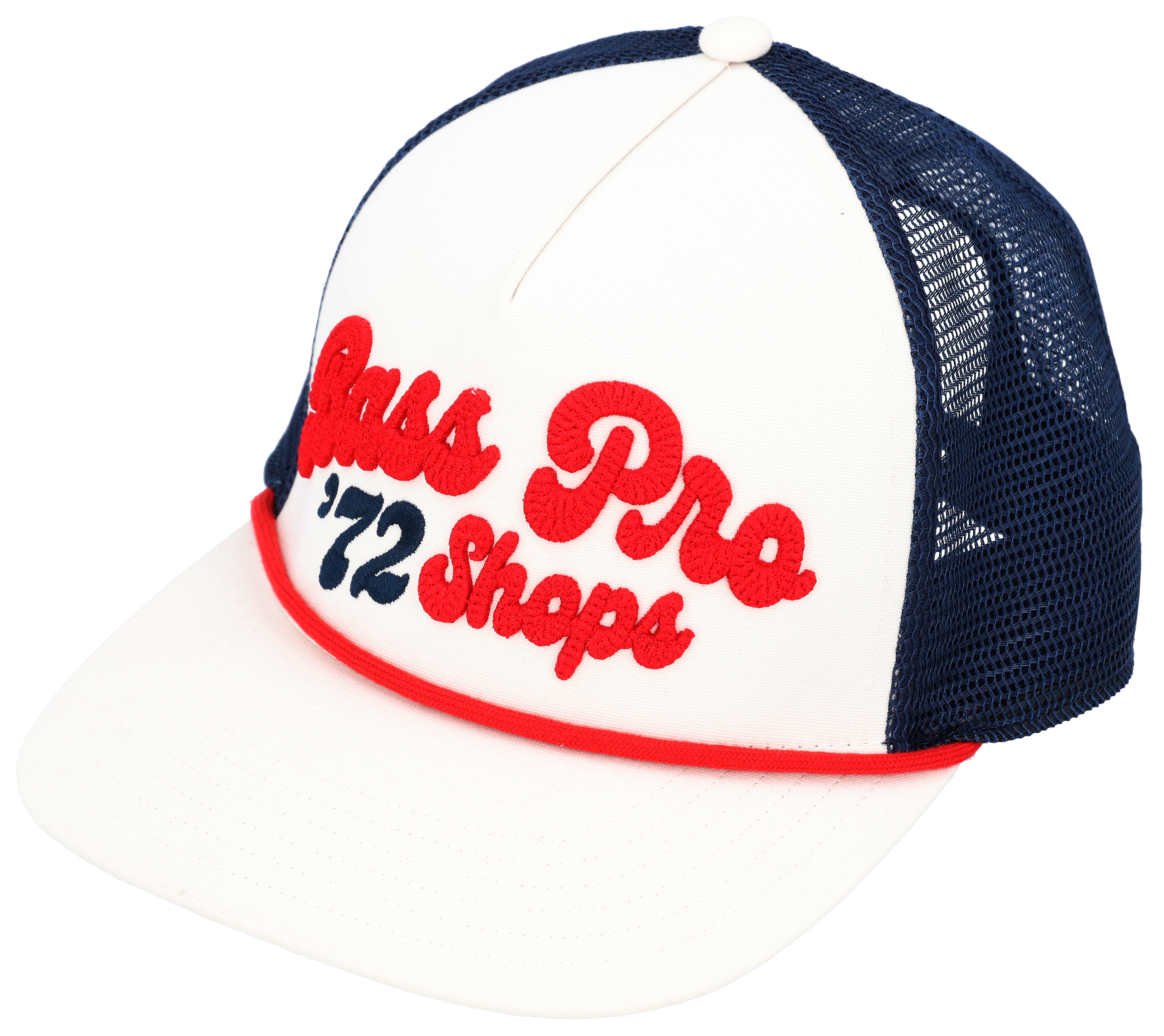 Image of Bass Pro Shops Retro Mesh-Back Snapback Cap - White/Navy