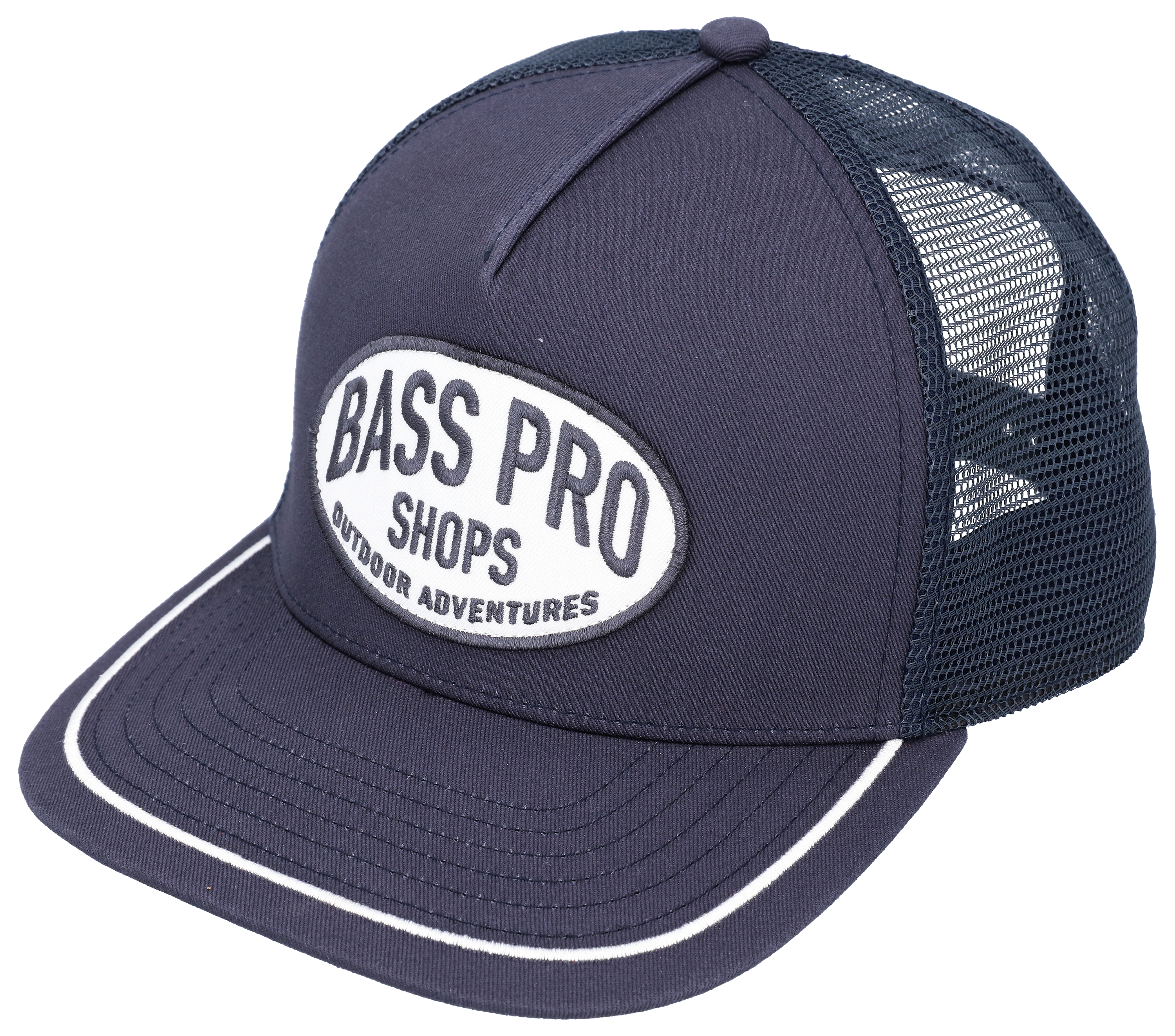 Image of Bass Pro Shops Oval Outdoor Adventures Patch Mesh-Back Snapback Cap - Navy