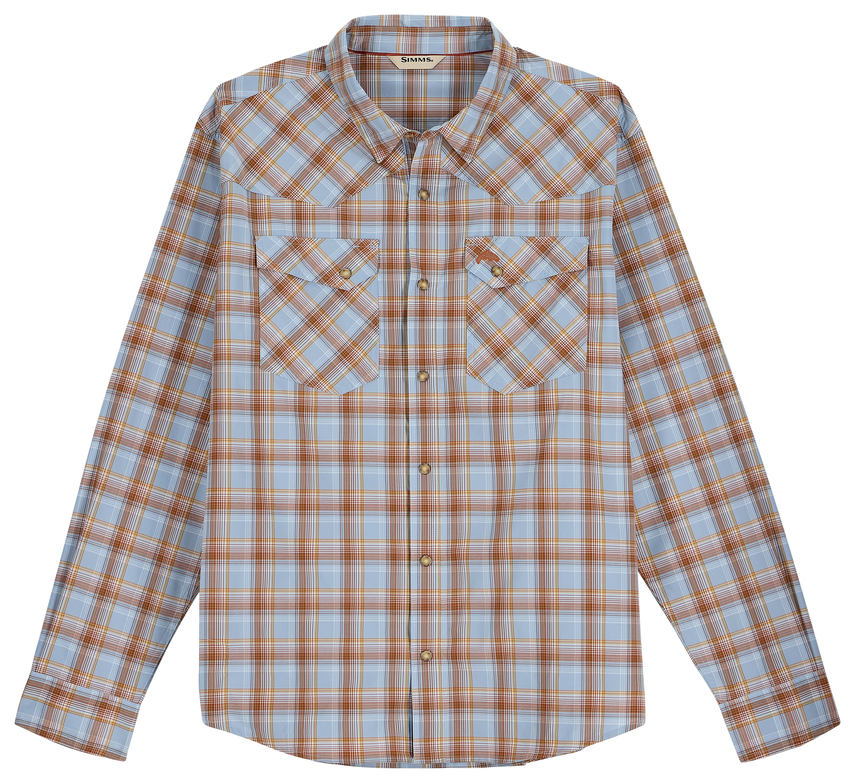 Image of Simms Brackett Long-Sleeve Snap-Down Shirt for Men - Steel Blue Brackett