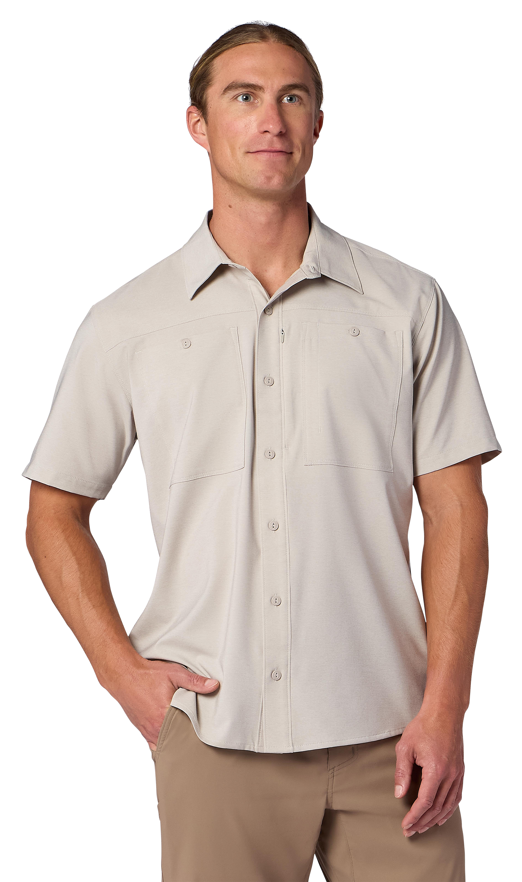 Image of Simms Launch Short-Sleeve Shirt - Lunar Gray Heather