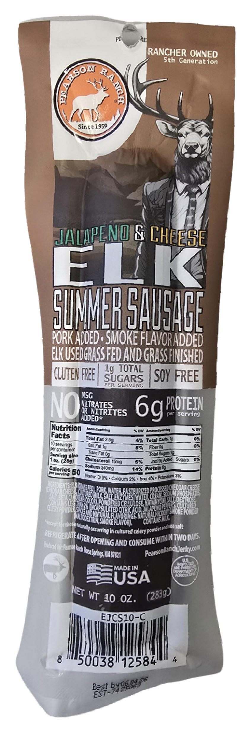 Image of Pearson Ranch Jalapeño and Cheese Elk Summer Sausage