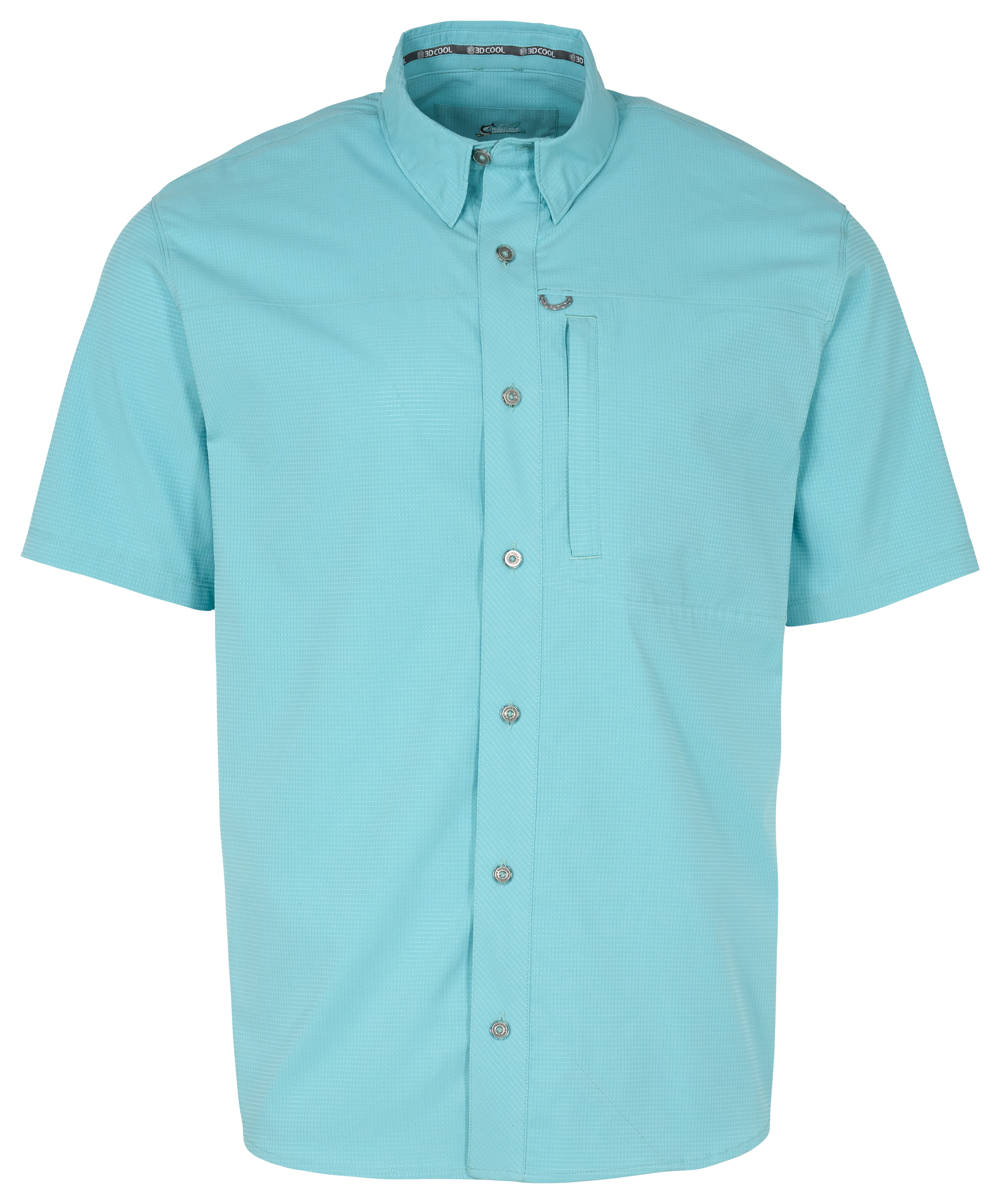 Image of World Wide Sportsman Seacrest Short-Sleeve Button-Down Shirt - Nile Blue