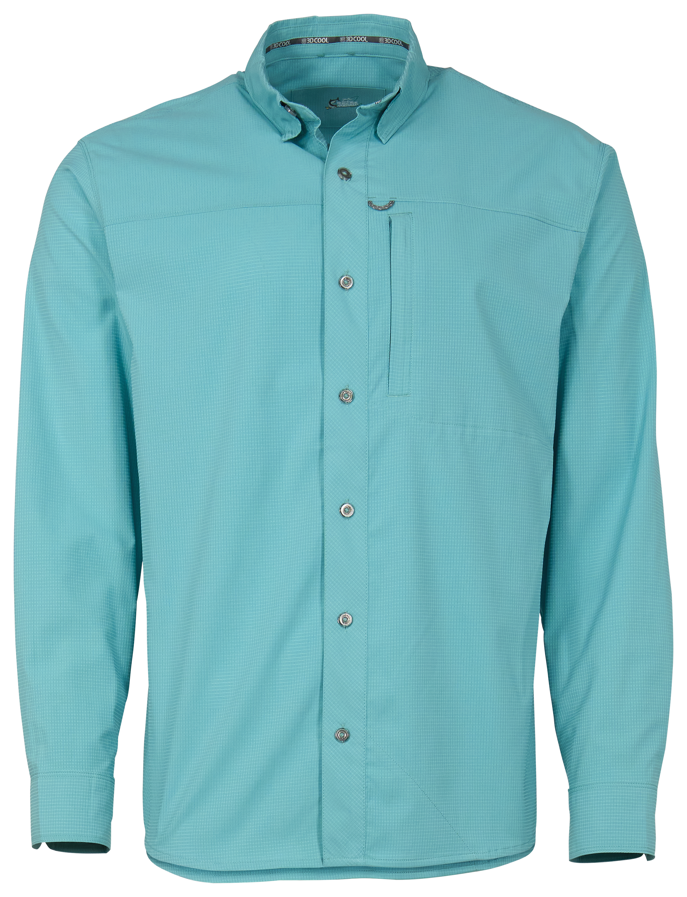 Image of World Wide Sportsman 3D Cool Seacrest Long-Sleeve Button-Down Shirt - Nile Blue