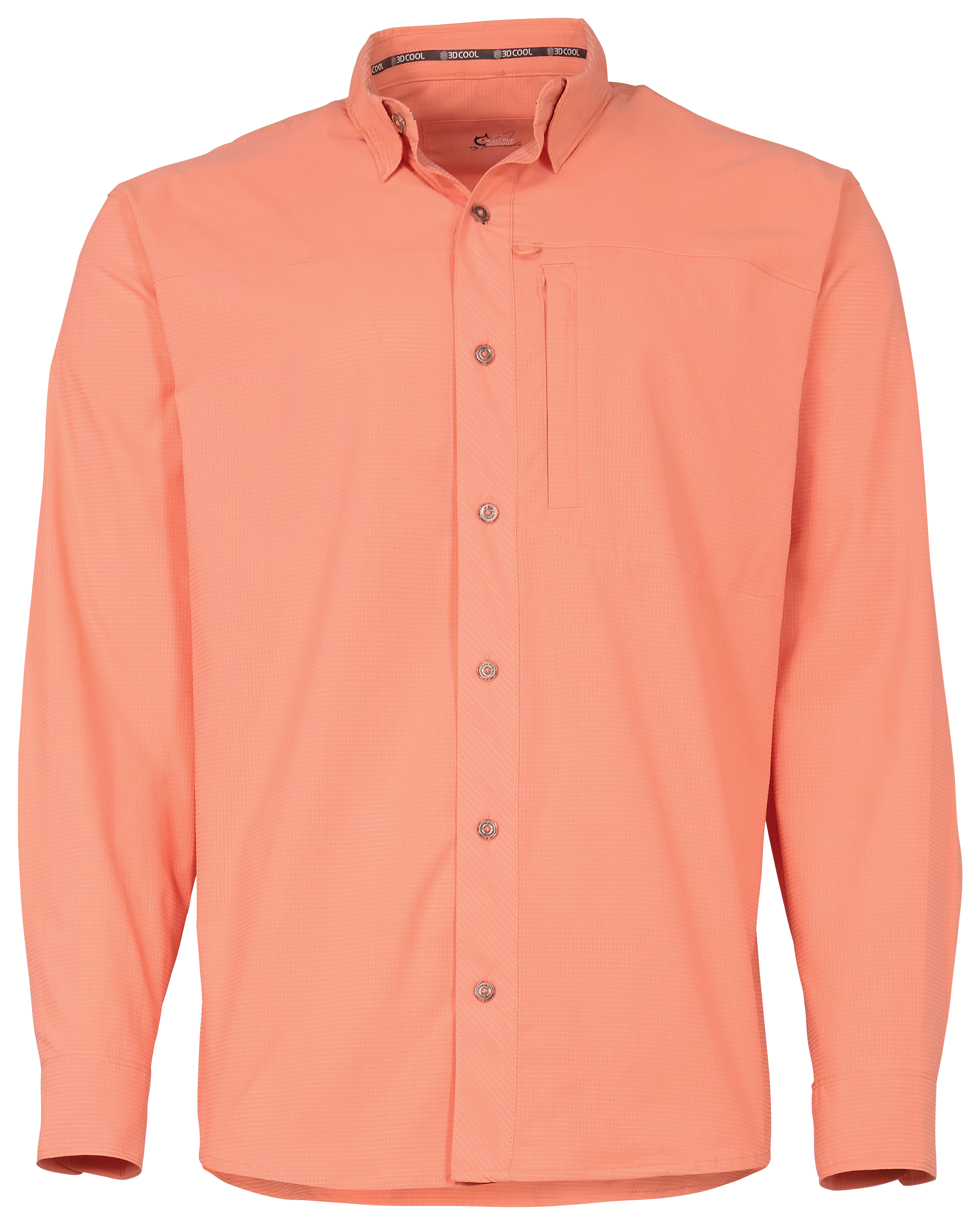 Image of World Wide Sportsman 3D Cool Seacrest Long-Sleeve Button-Down Shirt - Peach