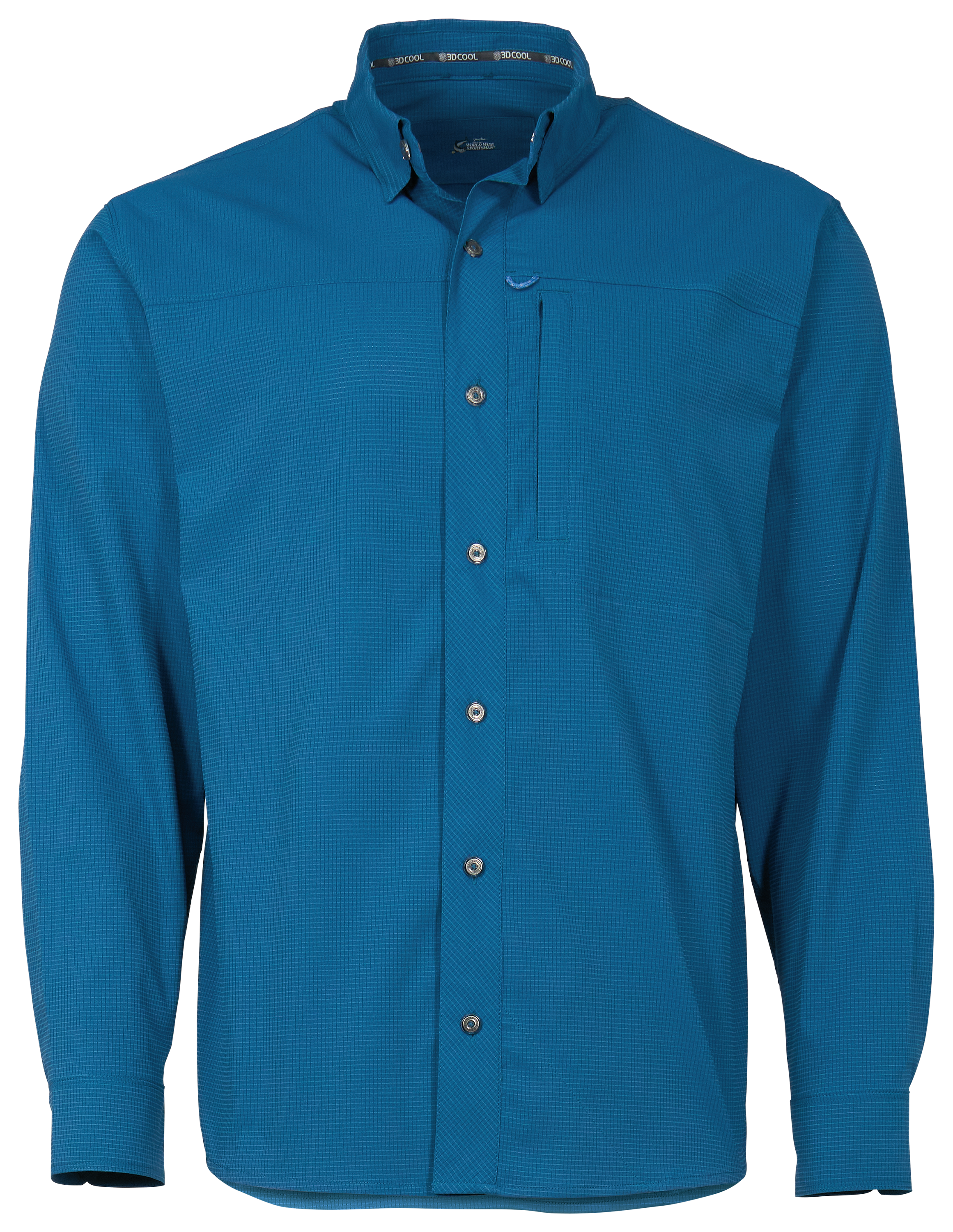 Image of World Wide Sportsman 3D Cool Seacrest Long-Sleeve Button-Down Shirt - Dark Blue
