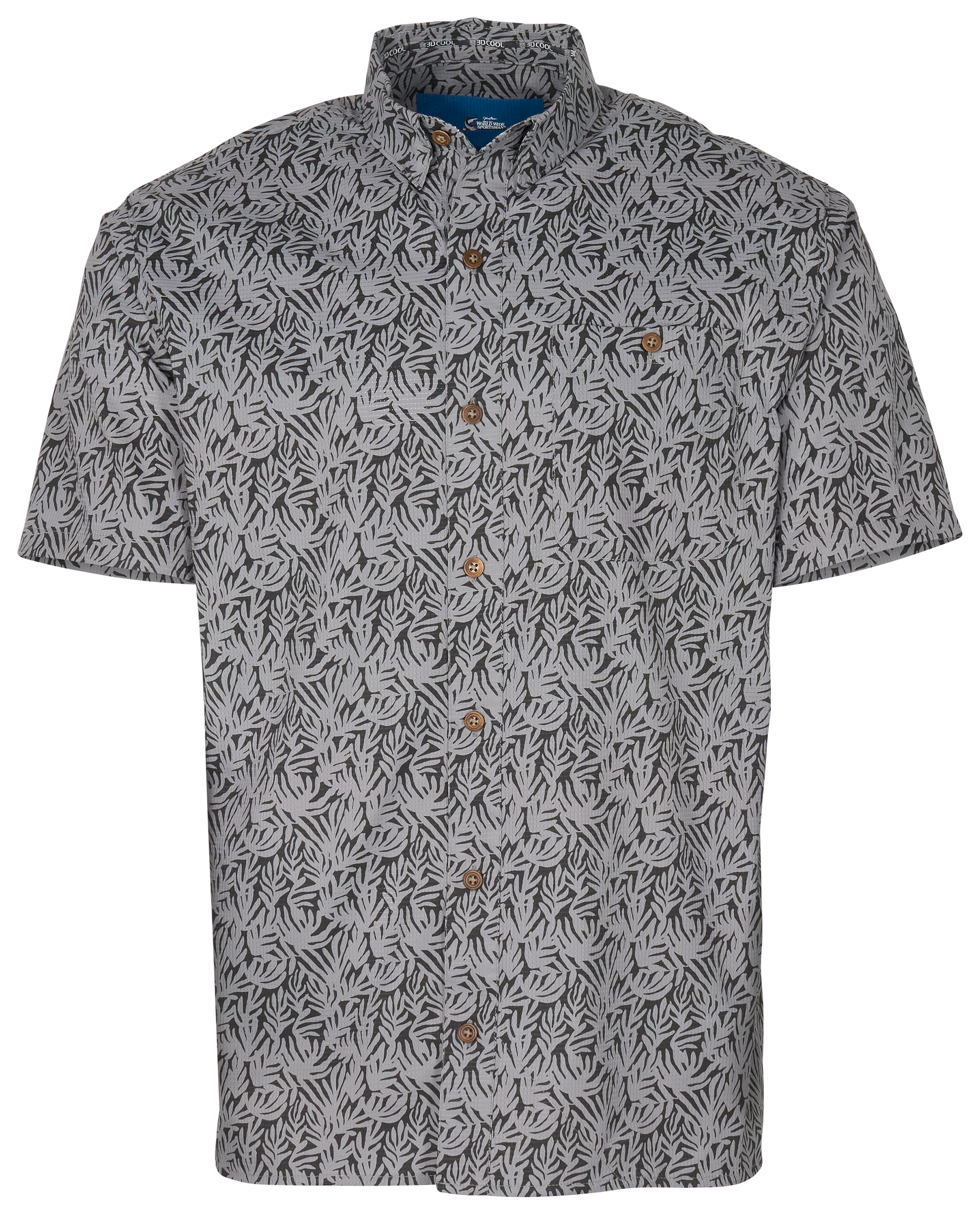 Image of World Wide Sportsman Seacrest Printed Button-Down Short-Sleeve Shirt - Asphalt Reef Micro
