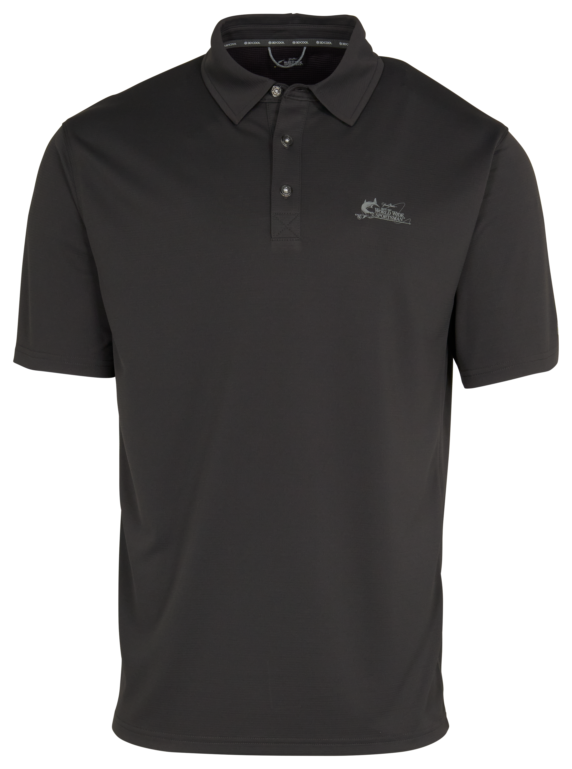 Image of World Wide Sportsman 3D Cool Knitted Short-Sleeve Polo - Asphalt