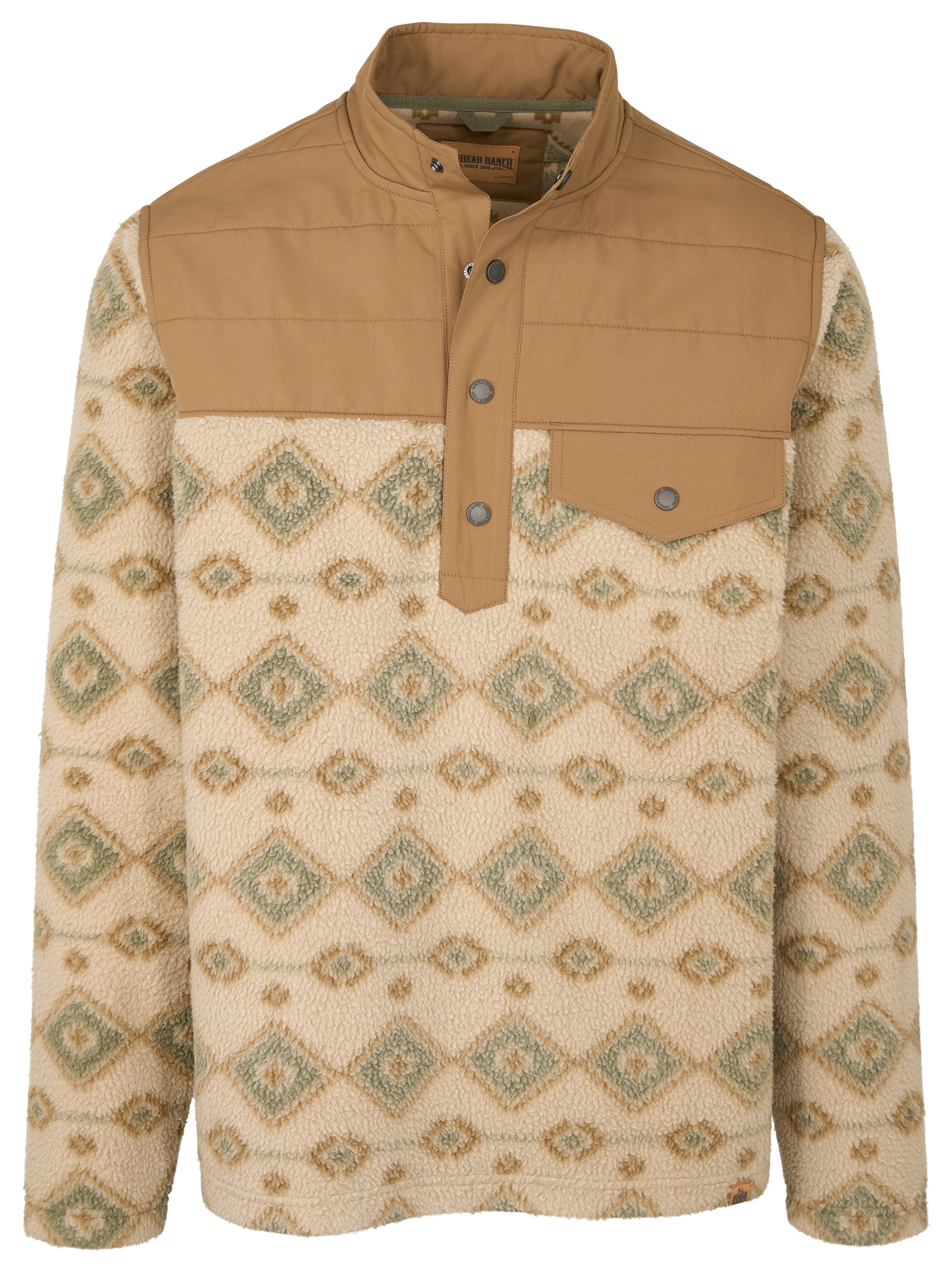 Image of RedHead Ranch Fleece Long-Sleeve Pullover - Olive Sante Fe Print - M