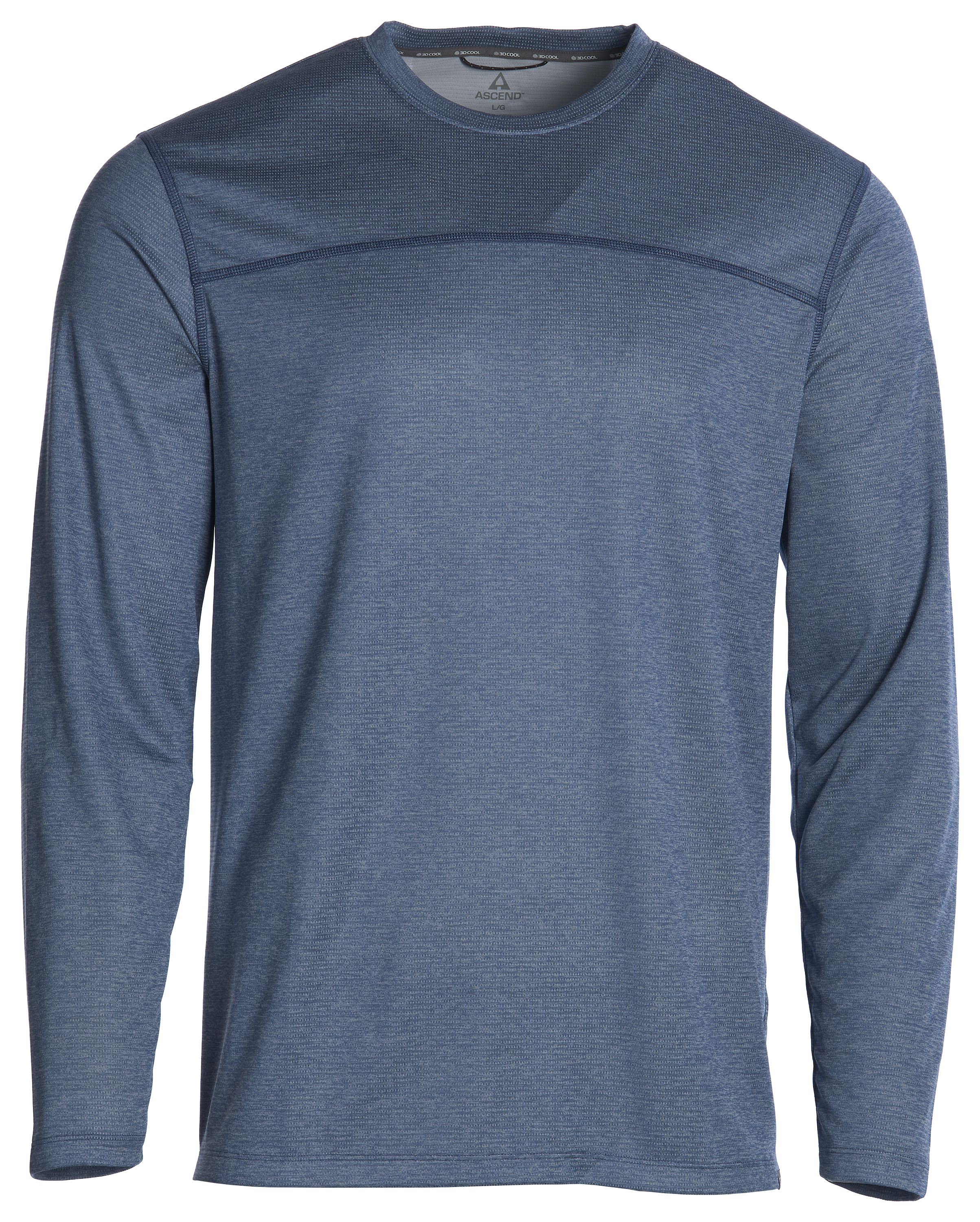 Image of Ascend 3D Cool Knit Crew-Neck Long-Sleeve Shirt - Copen Blue