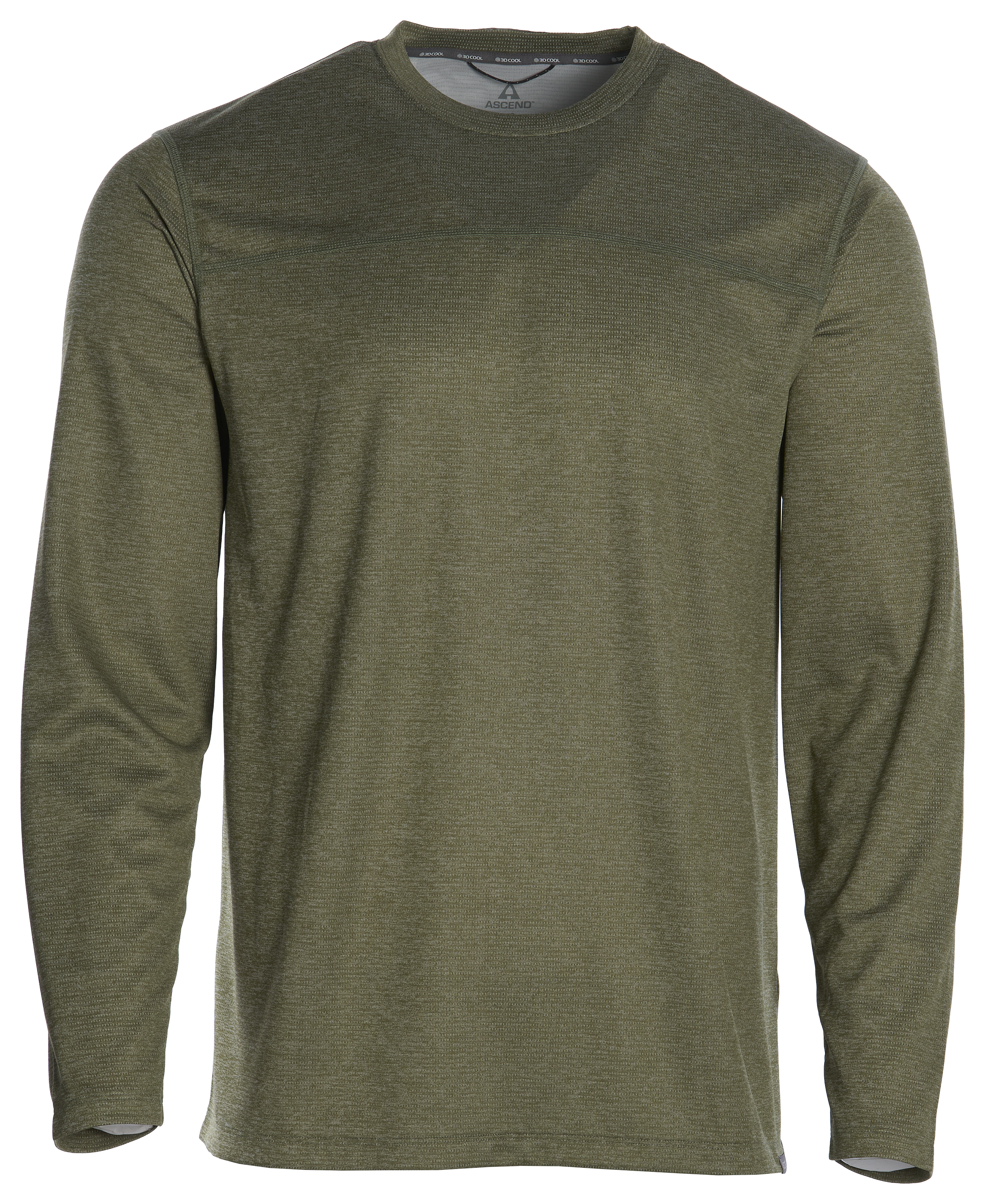 Image of Ascend 3D Cool Knit Crew-Neck Long-Sleeve Shirt - Oil Green
