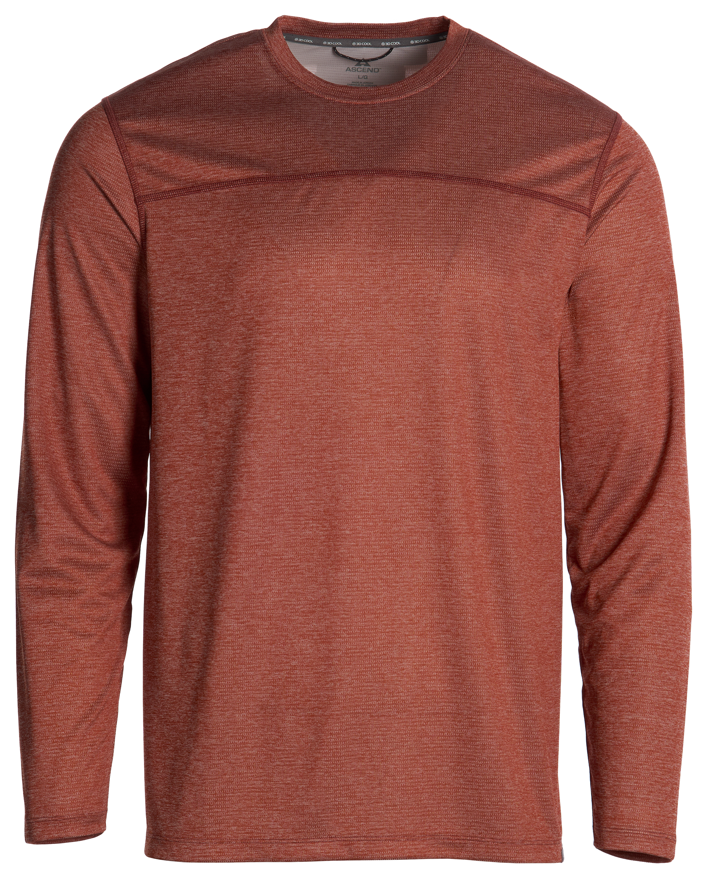 Image of Ascend 3D Cool Knit Crew-Neck Long-Sleeve Shirt - Auburn