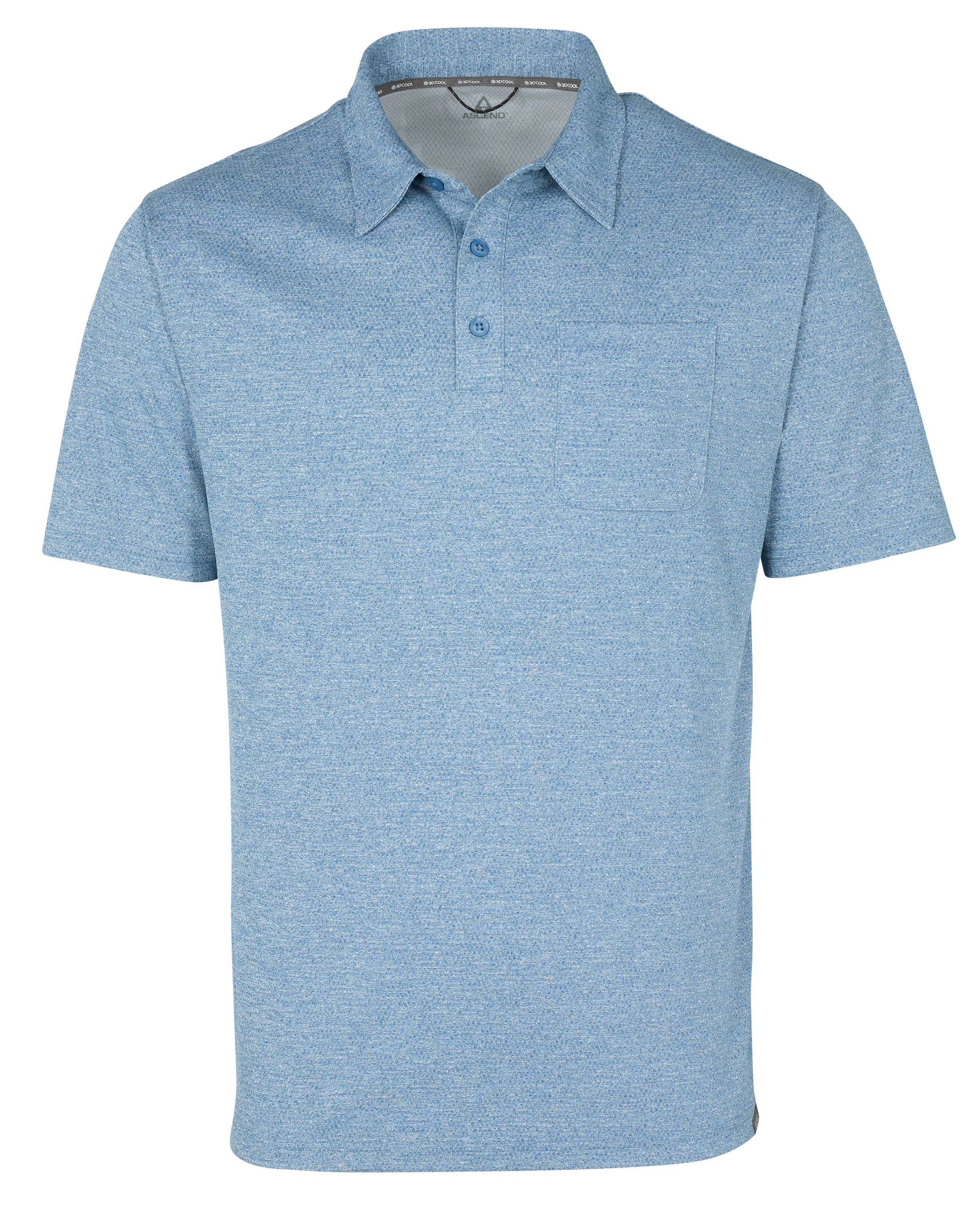 Image of Ascend 3D Cool Knit Short-Sleeve Pocket Polo - Copen Blue