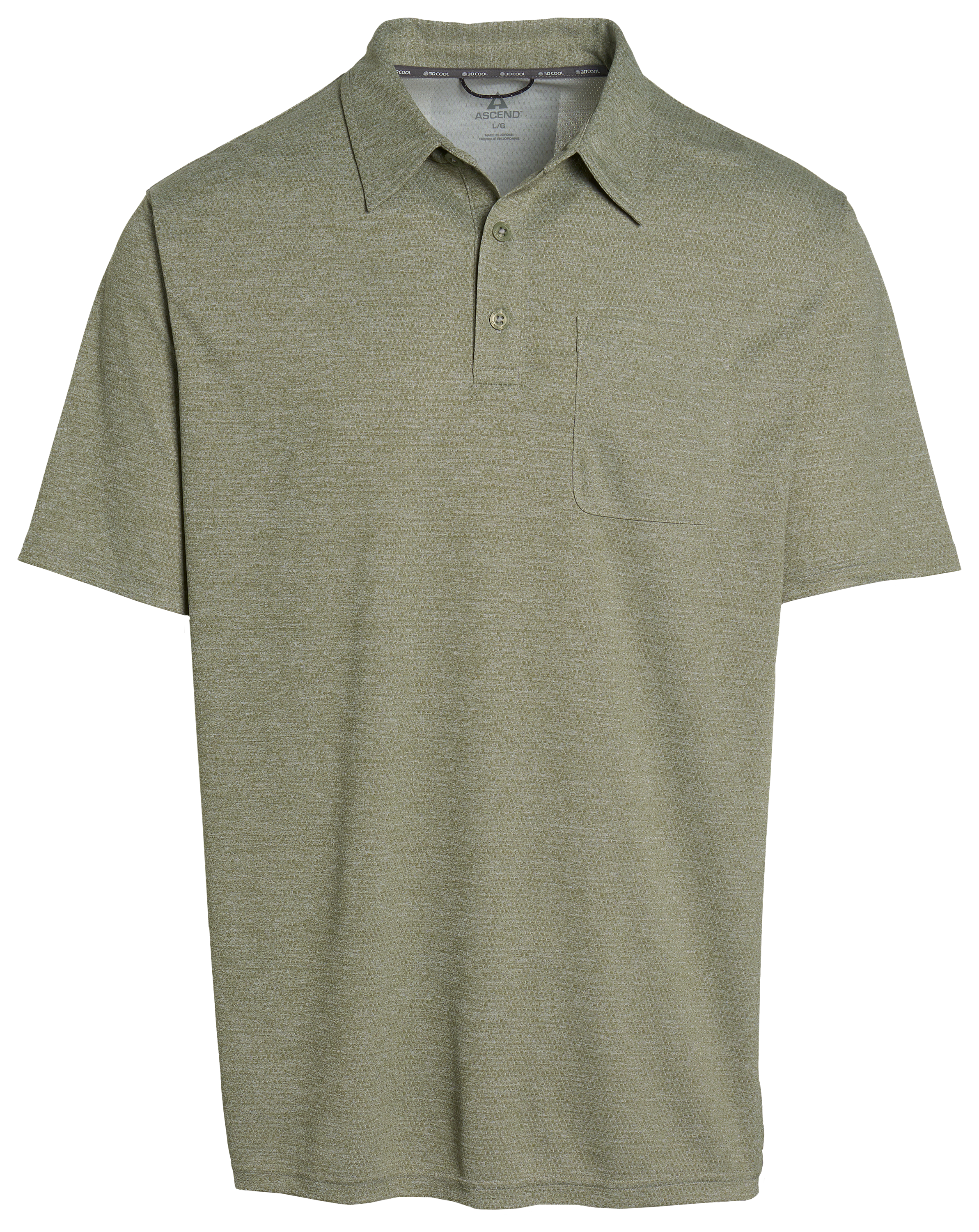 Image of Ascend 3D Cool Knit Short-Sleeve Pocket Polo - Oil Green